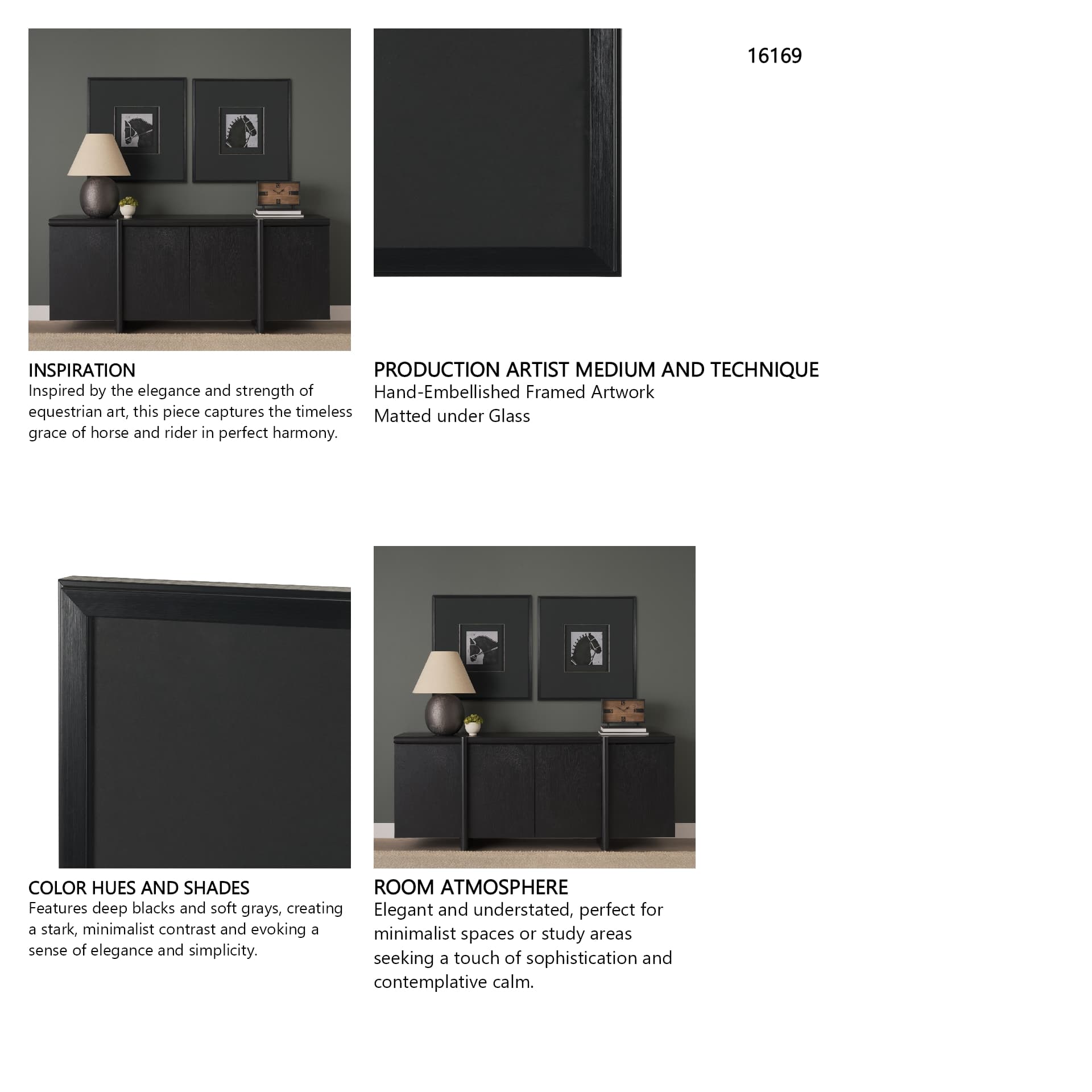 Steed 1 by Mercana Studio Hand-Embellished Framed Artwork Matted under Glass — in a styled room