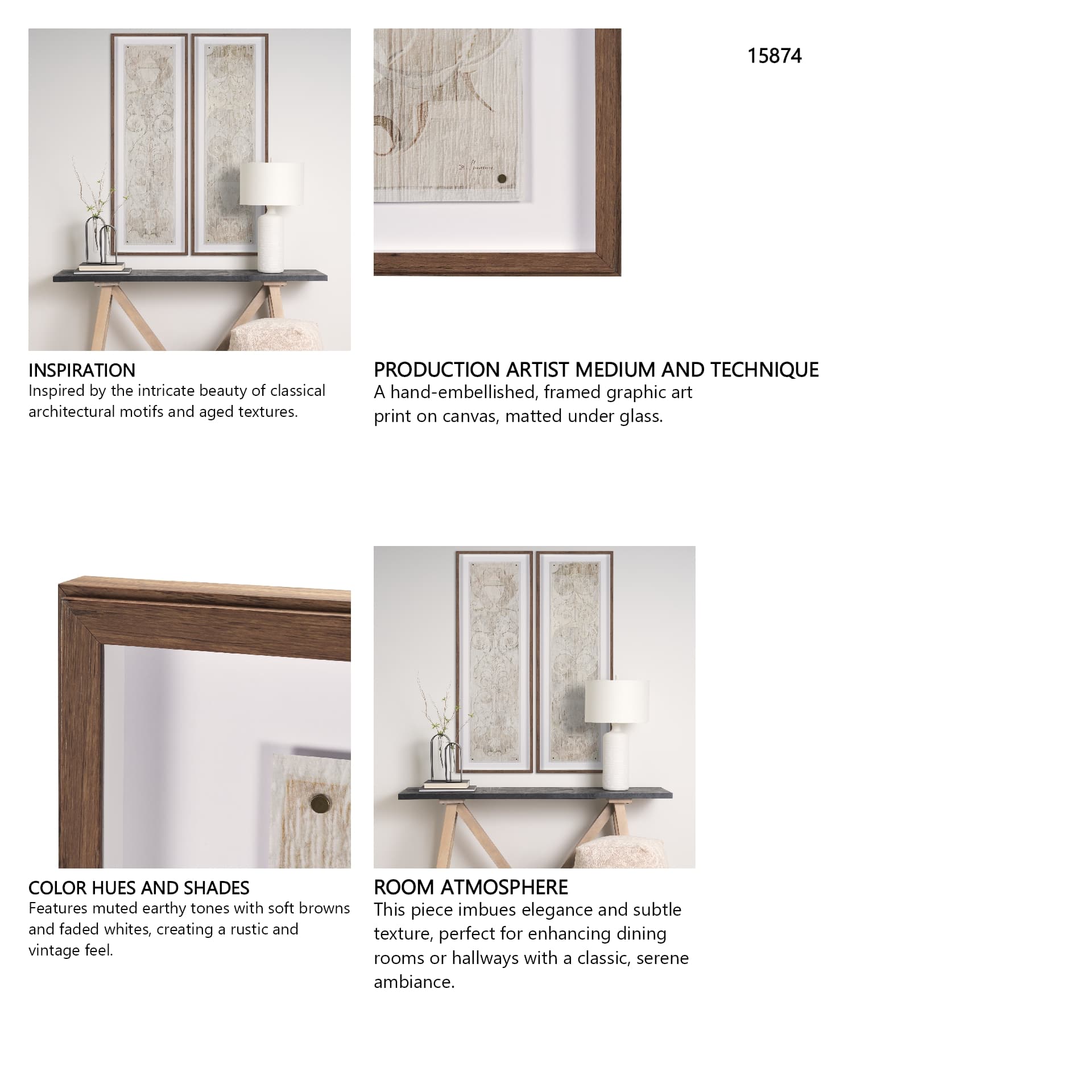 Panel Etching I by Mercana Studio a Hand Embellished Framed Art Print under Glass — in a styled room