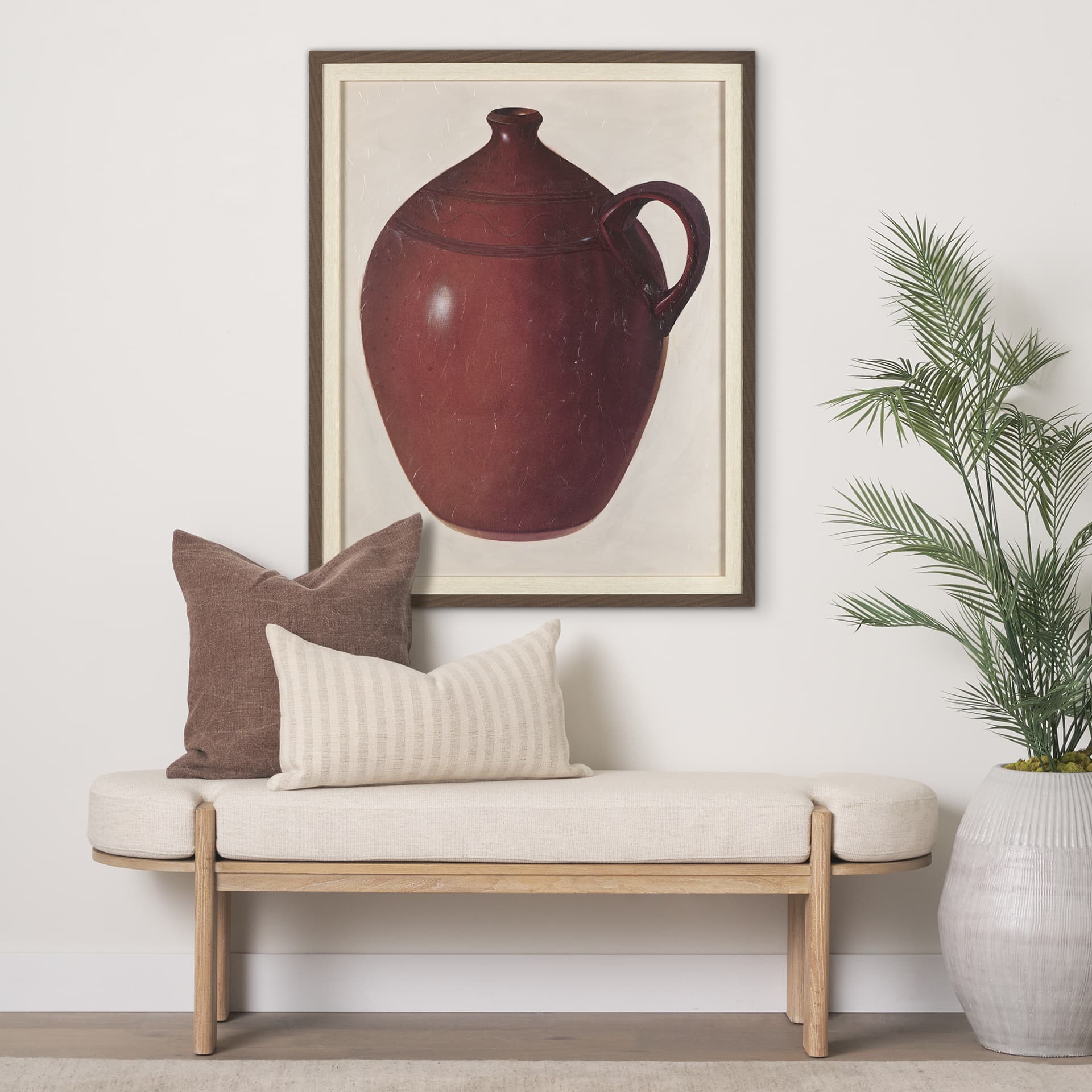 Redware Jug by Mercana Studio a Hand Embellished Textured Framed Art Photograph — in a styled room