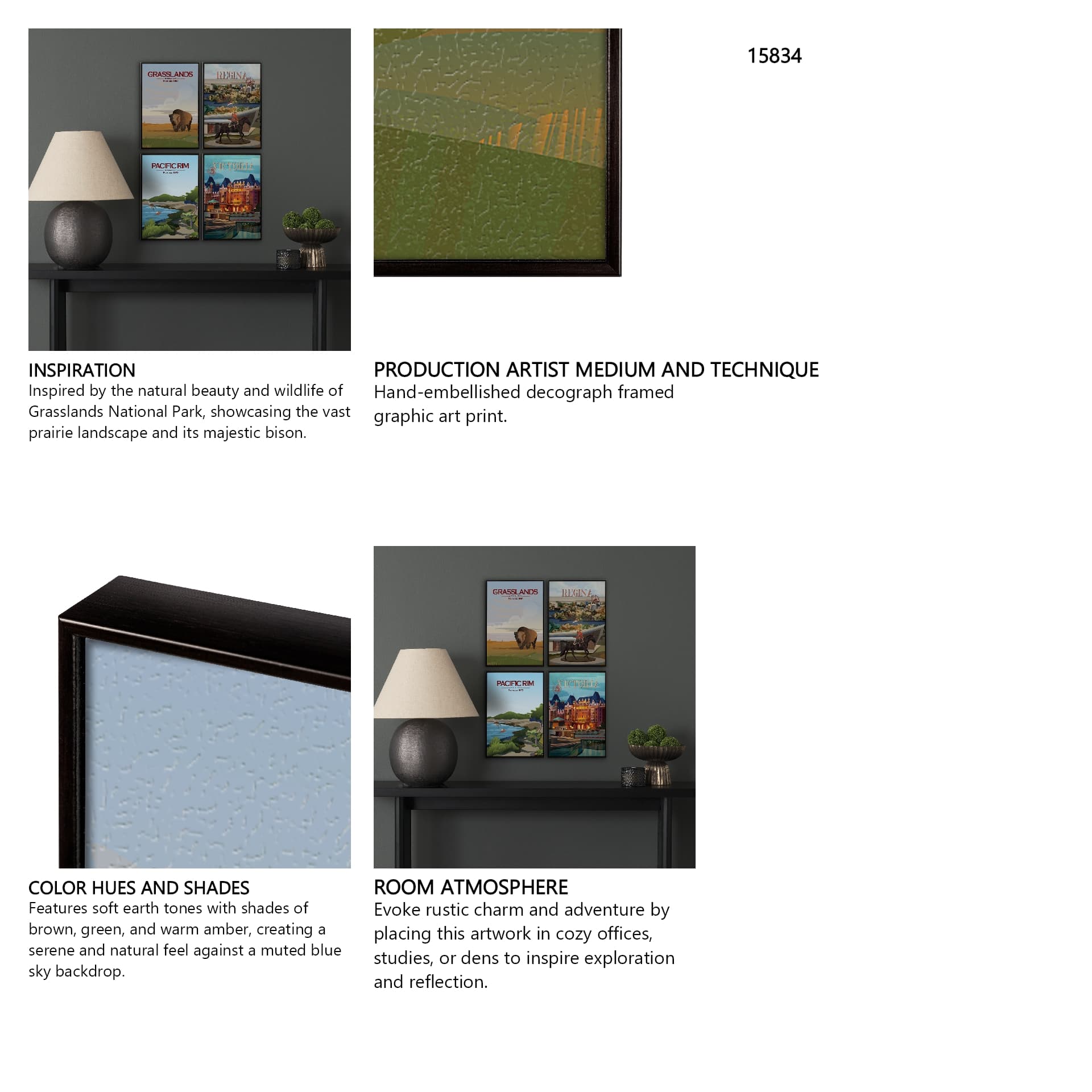 Grasslands GO (SM) by Mercana Studio a Hand Embellished Decograph Framed Art Print — in a styled room