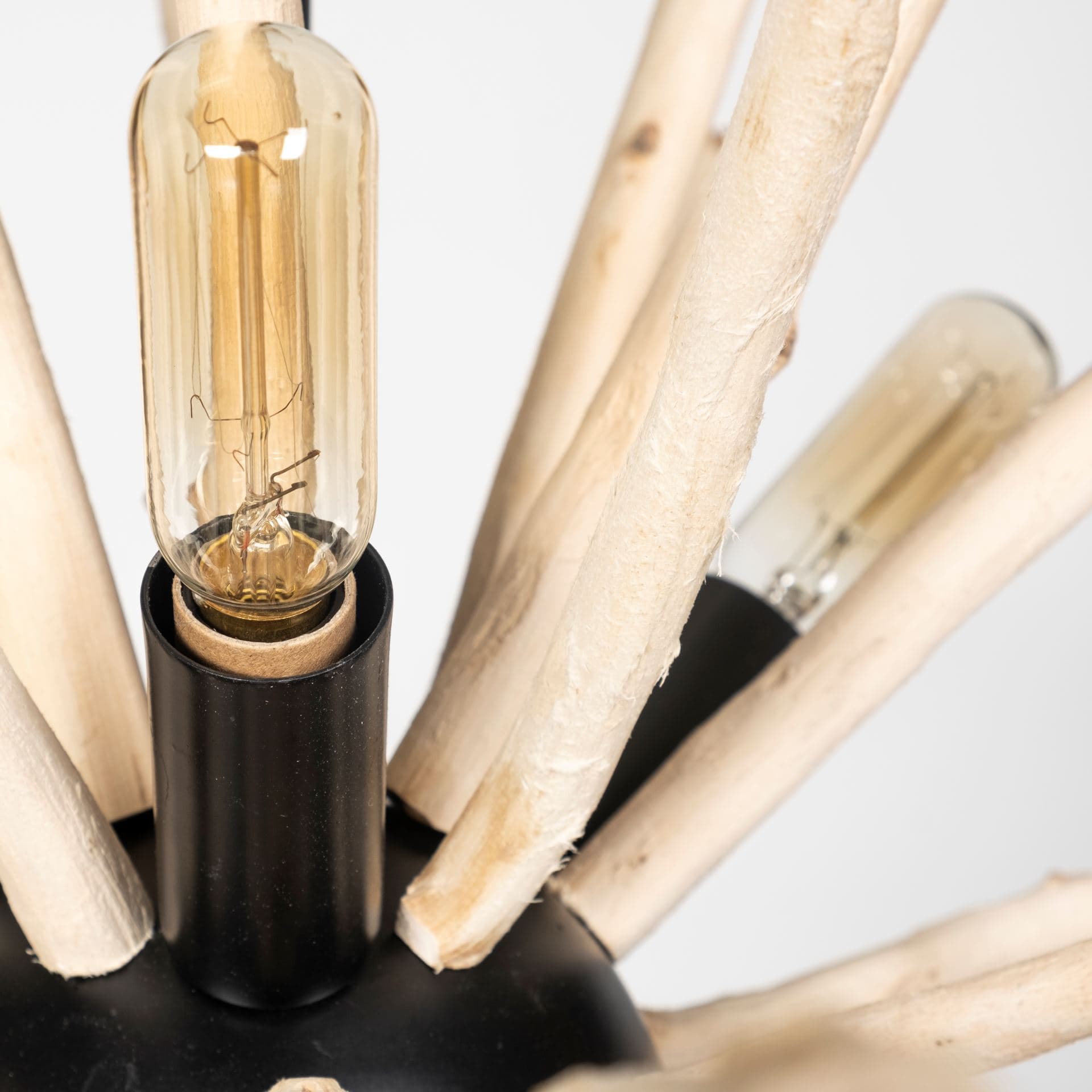 Jules 25x25 Blonde Wood and Black Metal Six Bulb Chandelier Light — product photograph