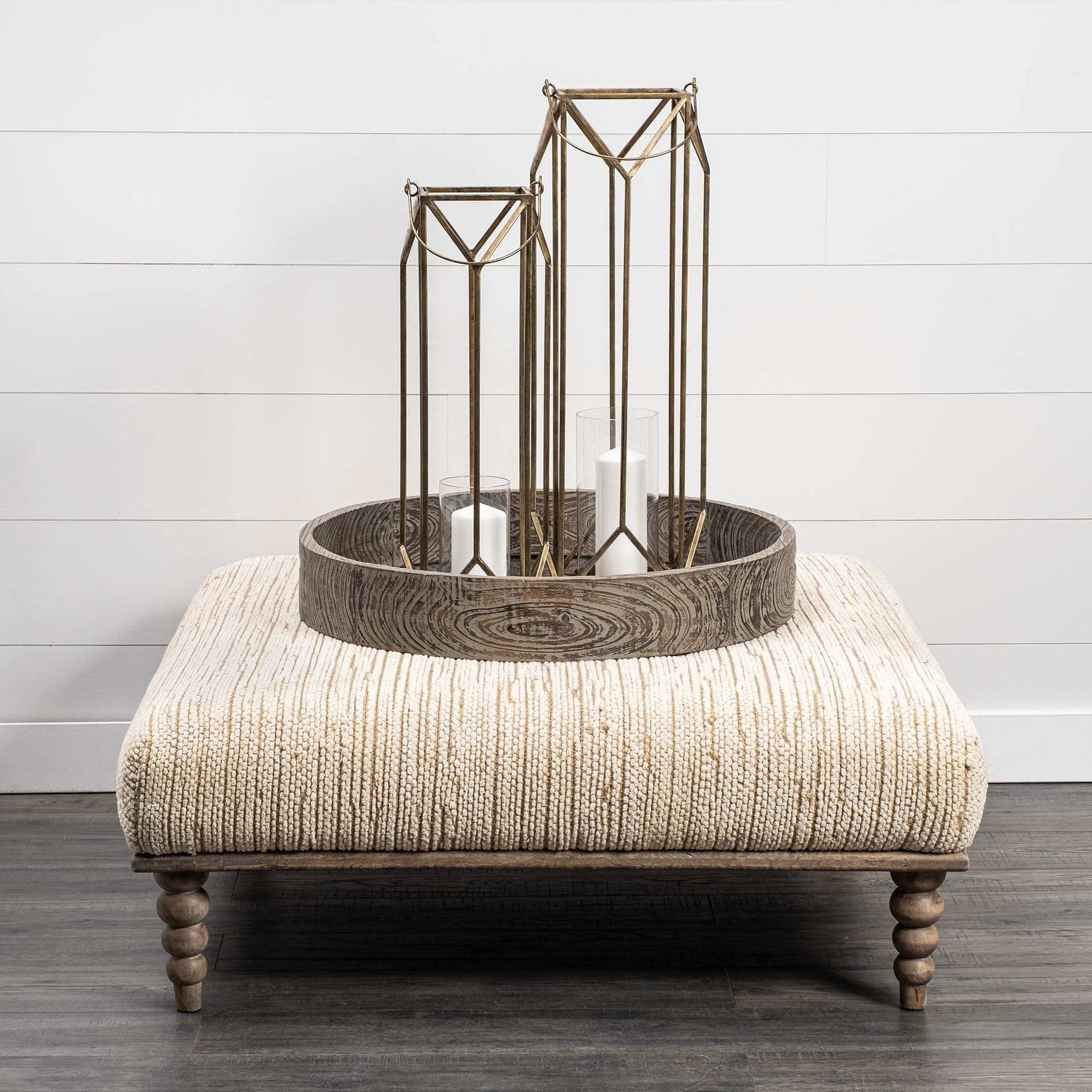 Ivy Small Gold Metal Geometric Cage Candle Holder Lantern — product photograph