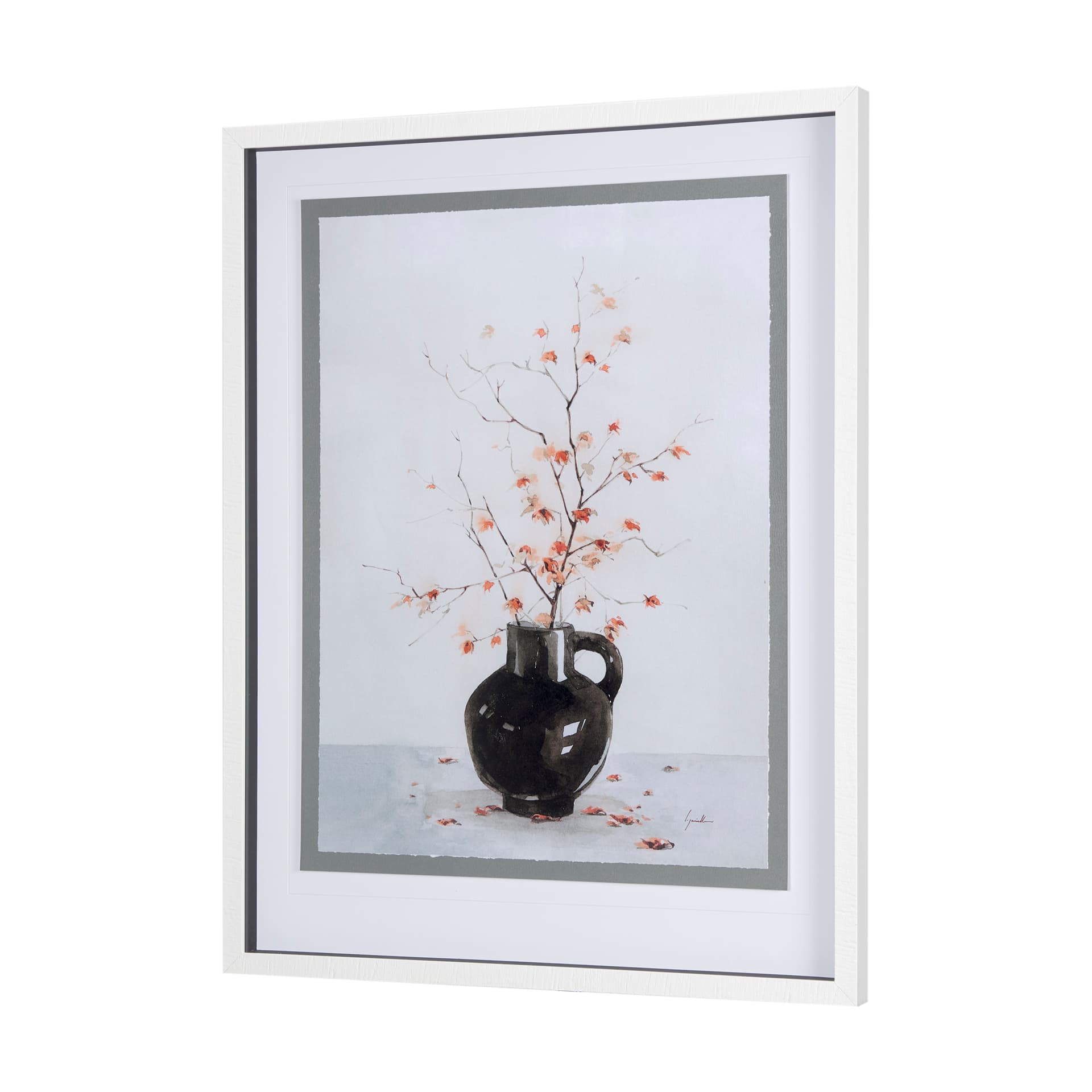 Autumn Branches II by Mercana Studio a Hand Embellished Textured Framed Art Print Matted under Glass — product photograph