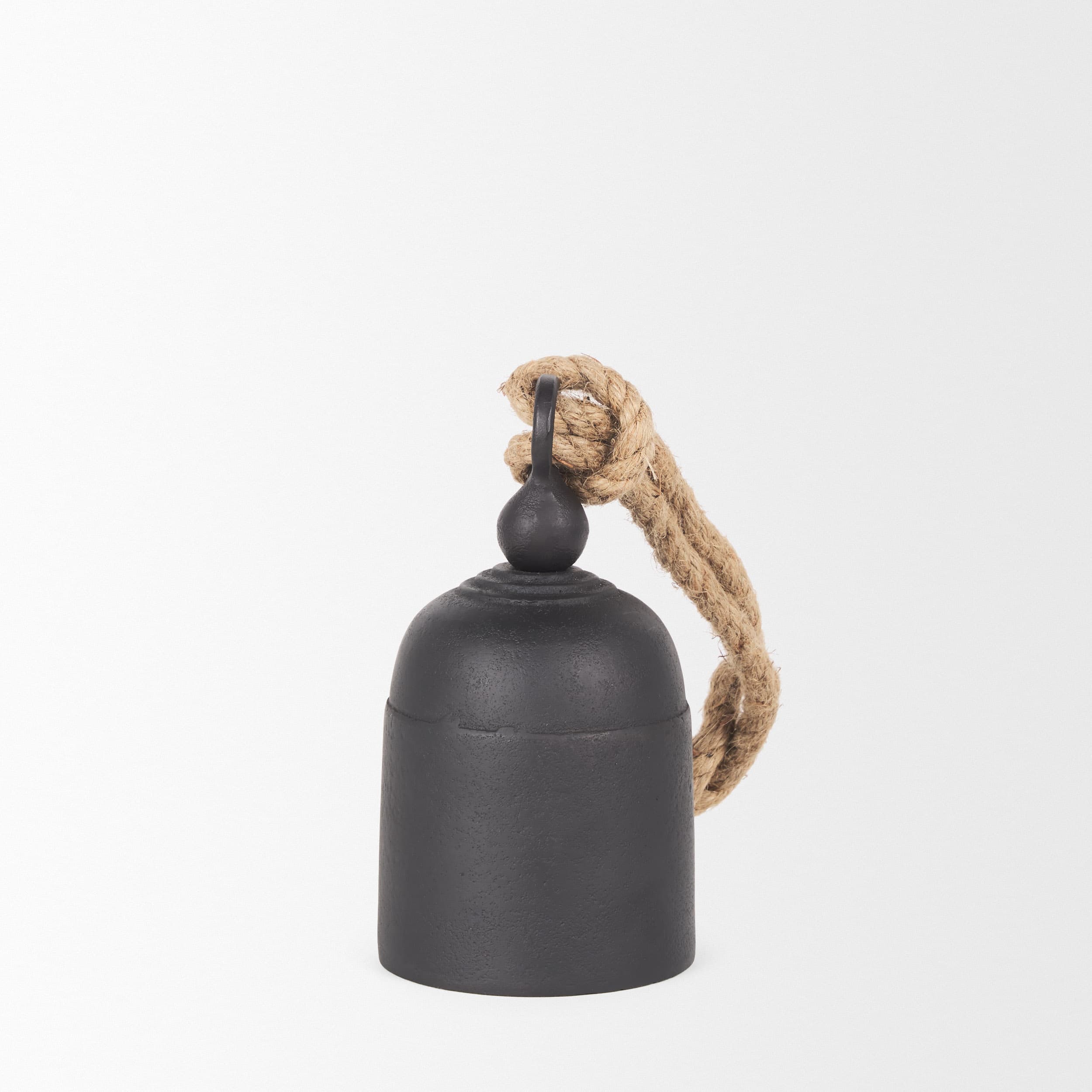 Quincy Small Matte Black Metal Decorative Bell Object — product photograph