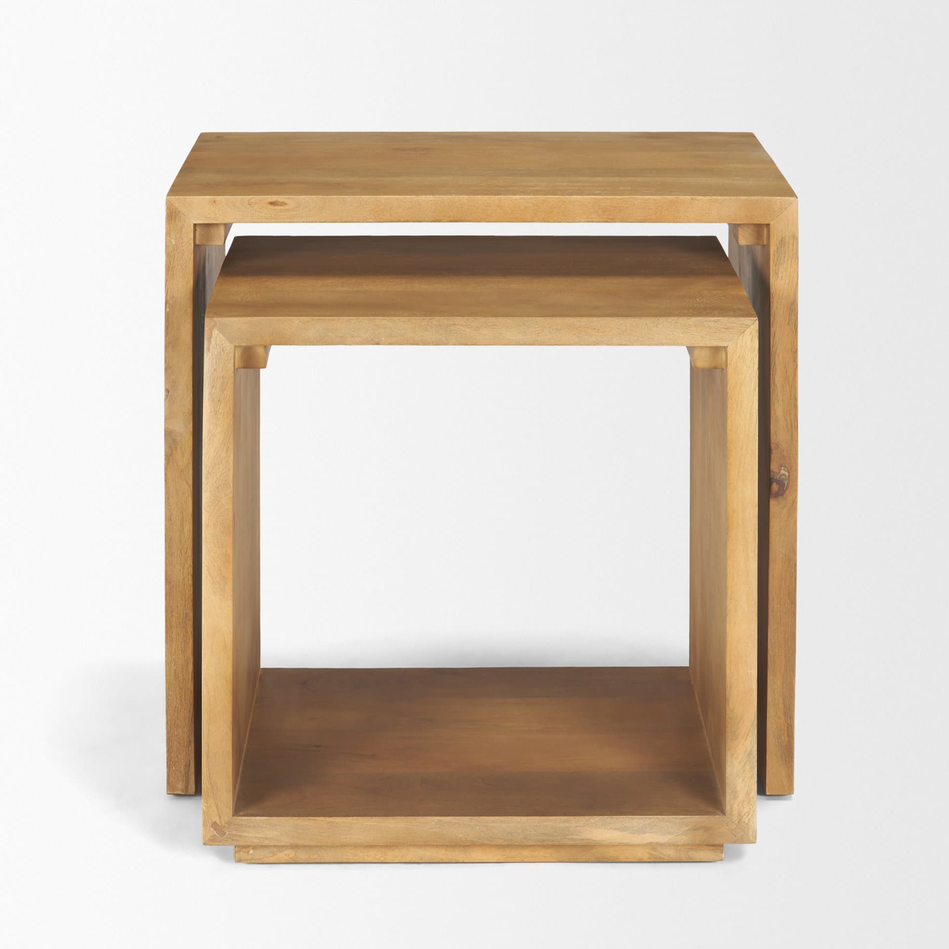 Alanna 22.0L x 15.0W x 22.0H Set of 2 Brown Wood Nesting Accent Tables — product photograph