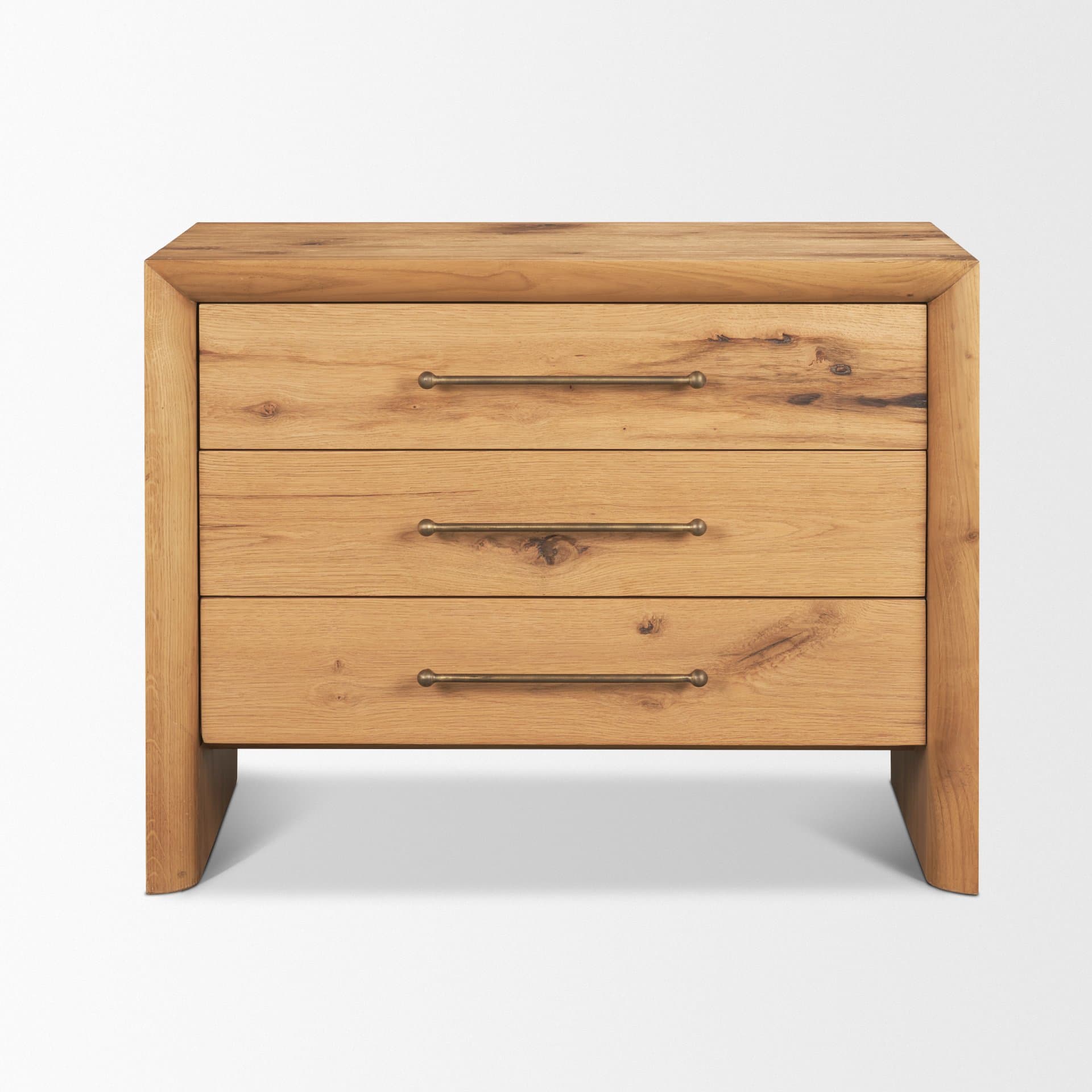 Belford 3-Drawer Light Brown Oak Wood Closed Nightstand — product photograph