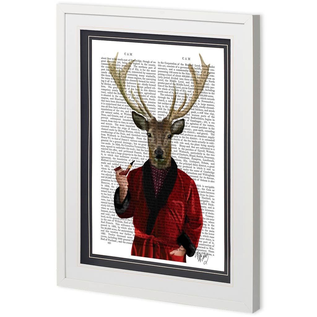 Custom Deer in Smoking Jacket by Fab Funky a Framed Art Print Matted under Glass — product photograph