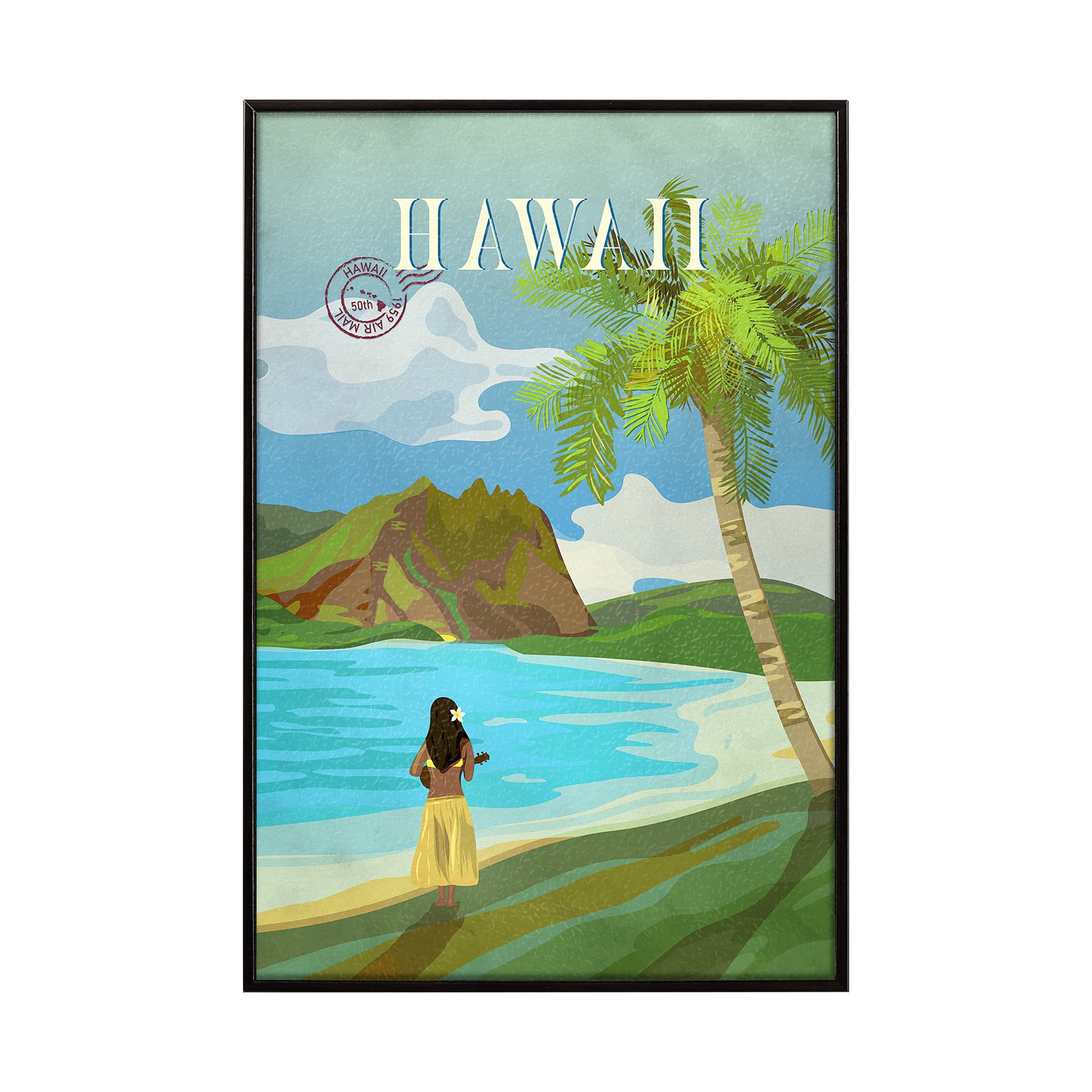 Hawaii Go USA (SM) by Mercana Studio a Hand Embellished Decograph Framed Art Print — product photograph