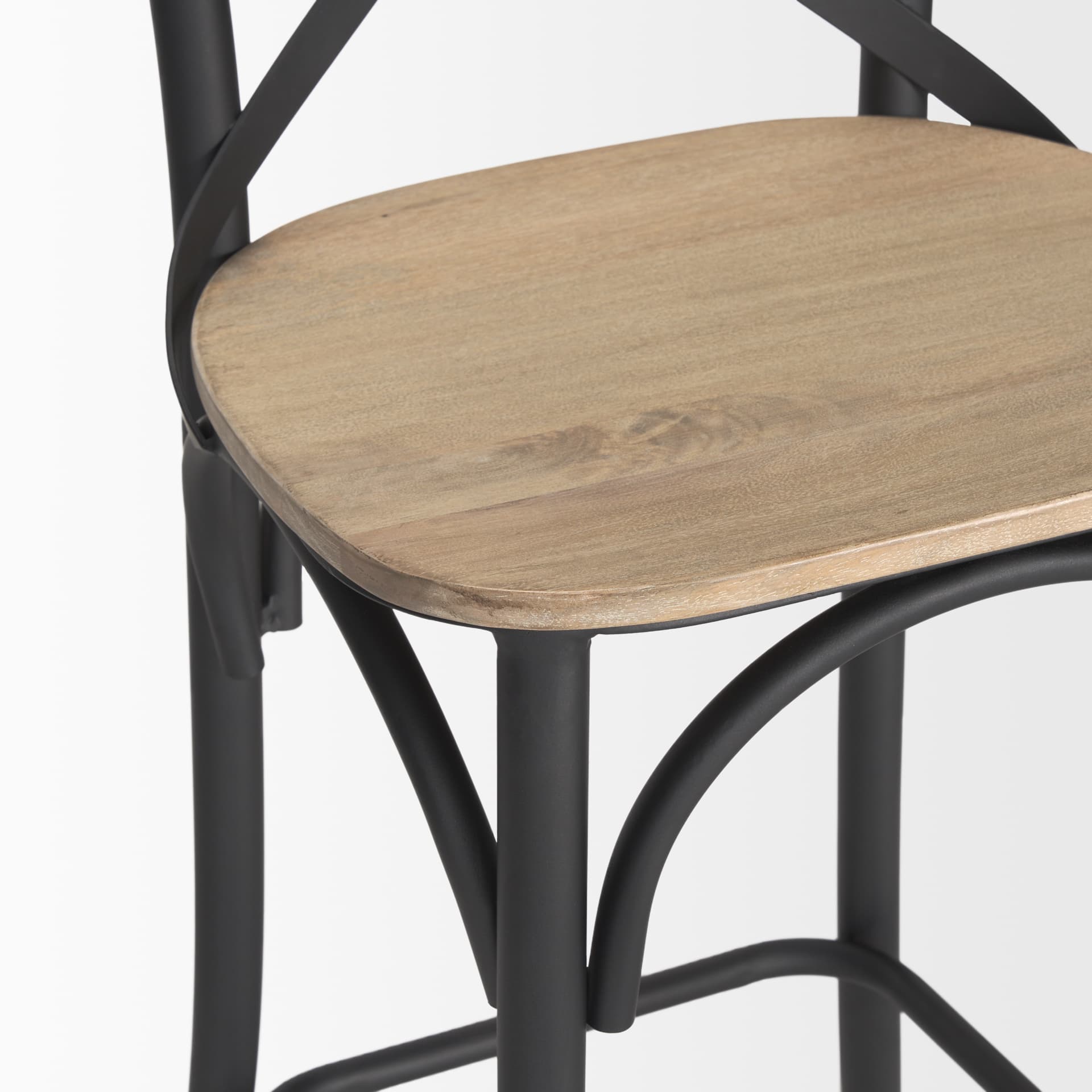 Etienne Low Back 26.25in Seat Counter Stool | Light Brown w/ Metal — product photograph