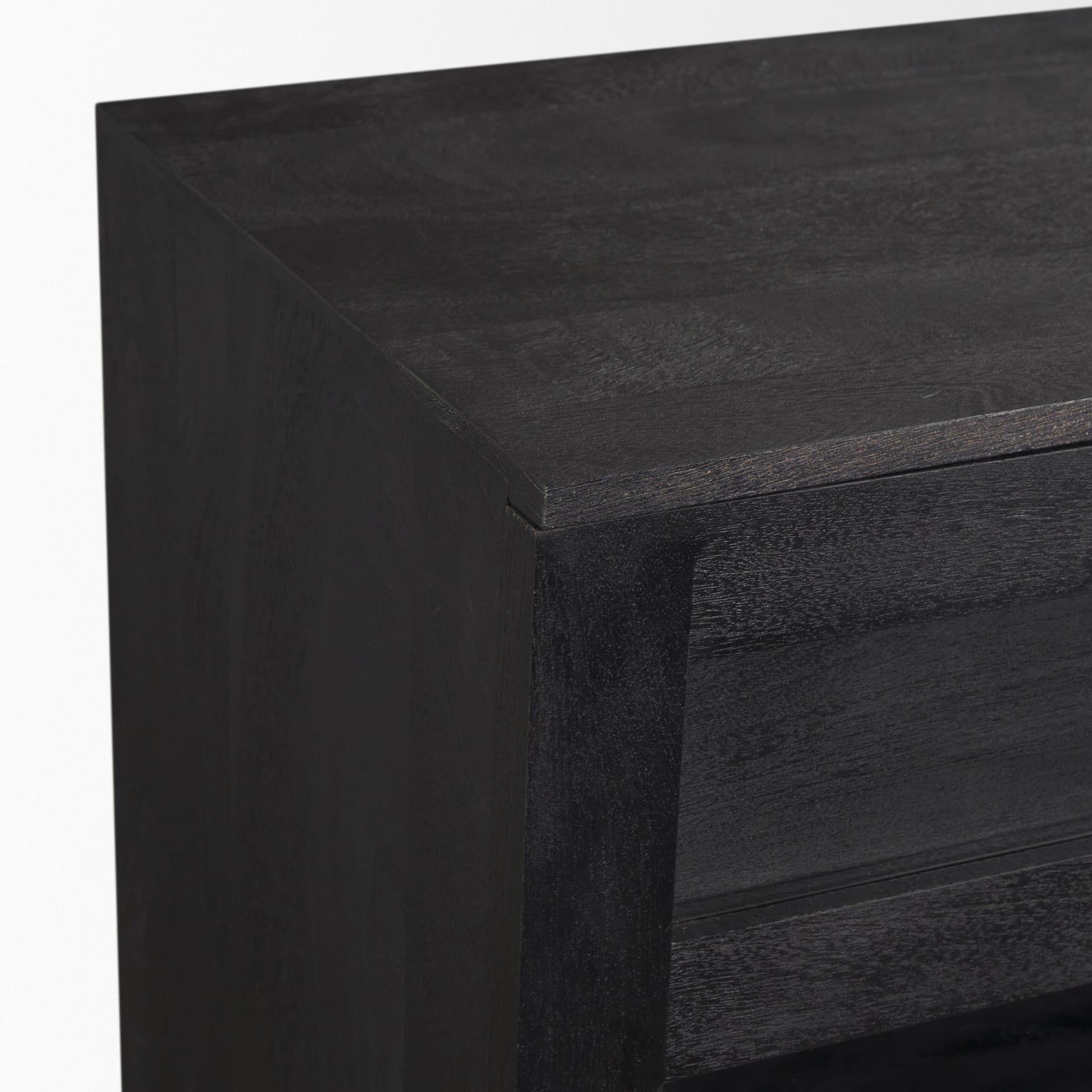 Suri Black Wood w/ Glass 4-Door Closed Sideboard — product photograph
