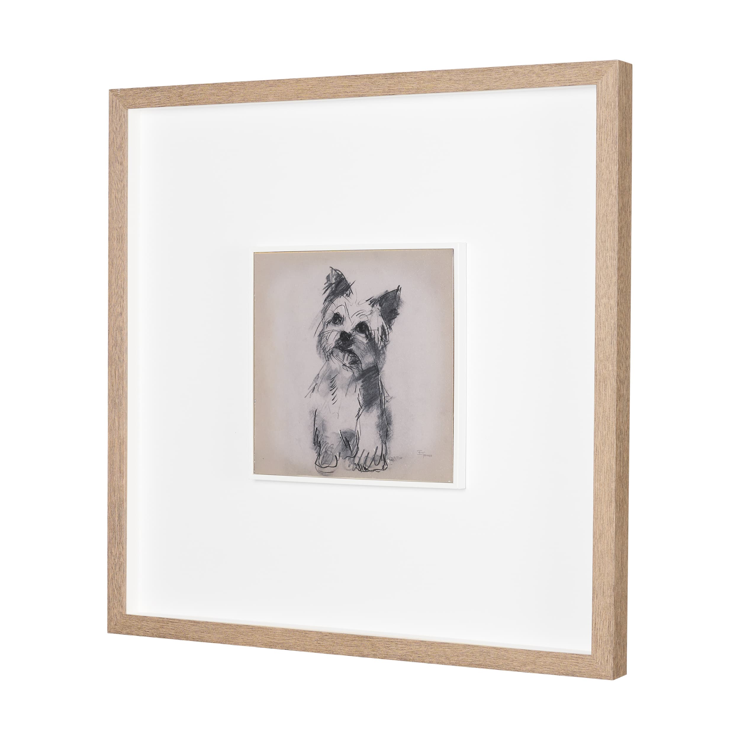 White Scottie by Mercana Studio Hand-Embellished Framed Artwork Matted under Glass — product photograph