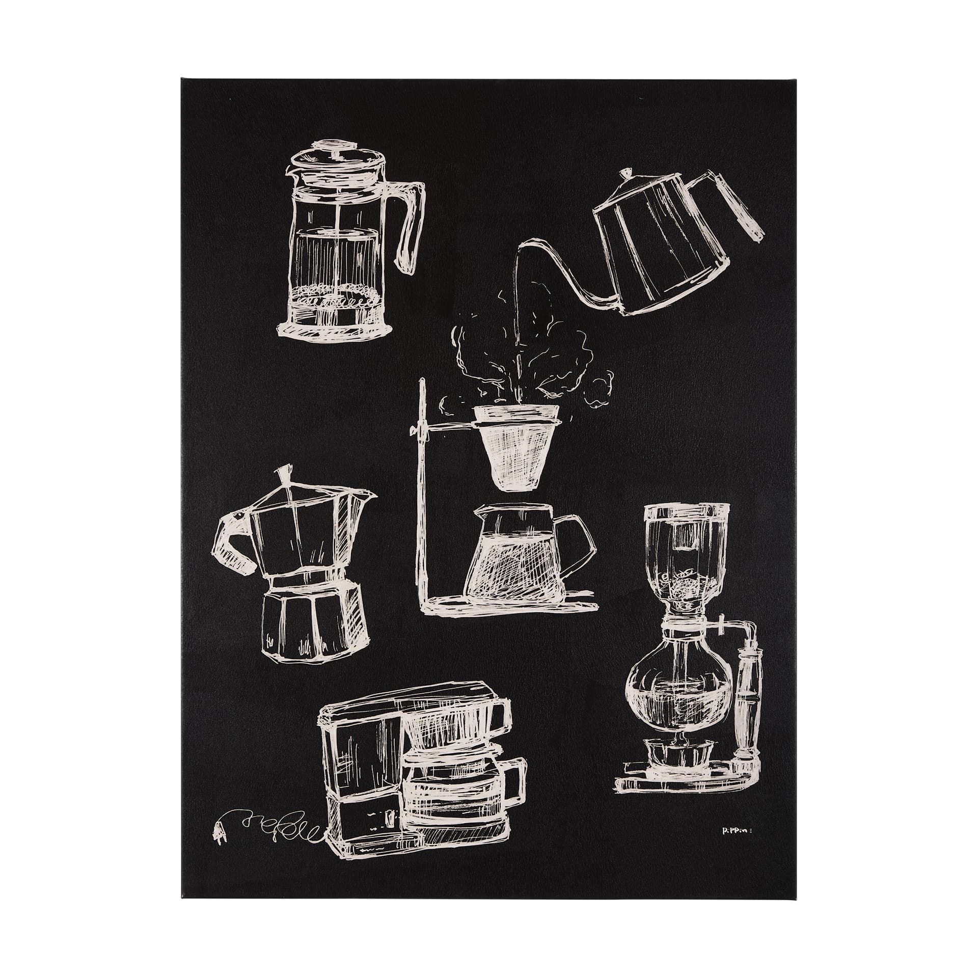 Coffee Maker Study by Mercana Studio a Hand Embellished Textured Canvas — product photograph