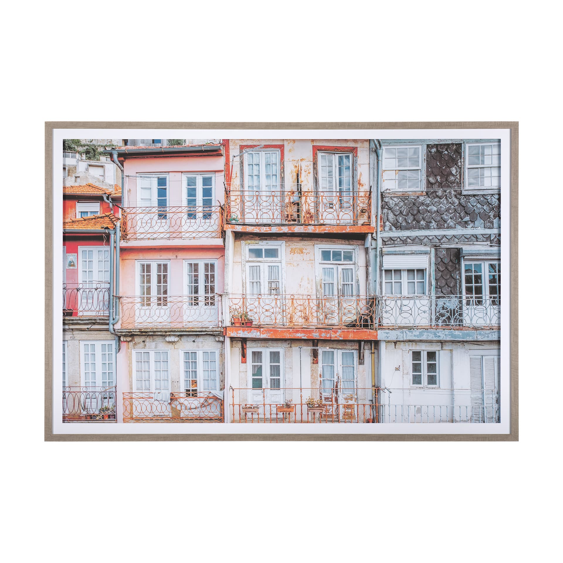 Porto Houses by Laura Marshall a Framed Photo Art Print Matted under Glass — product photograph