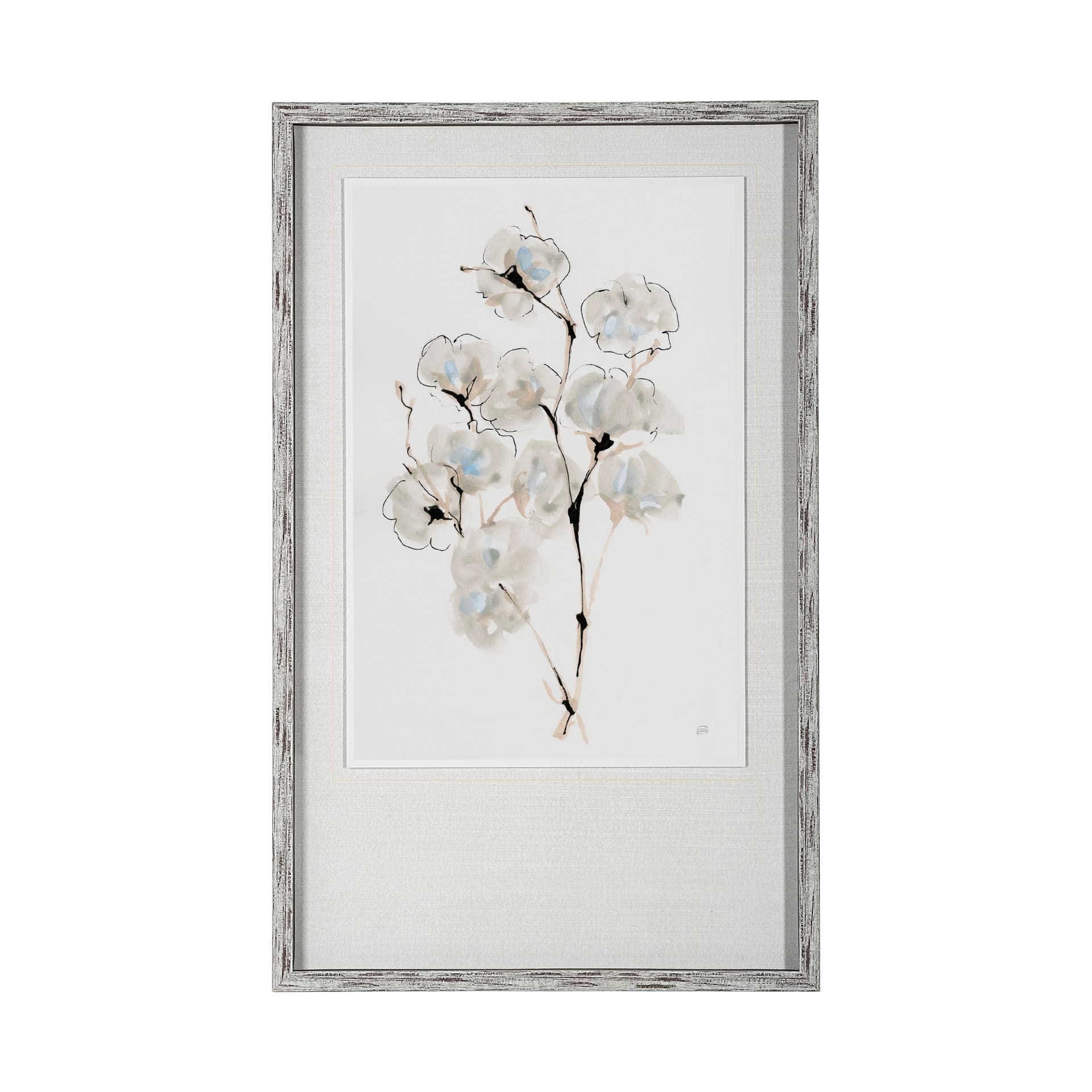 Summer Cotton IV by Chris Paschke a Hand Embellished Textured Framed Art Print Matted under Glass — product photograph