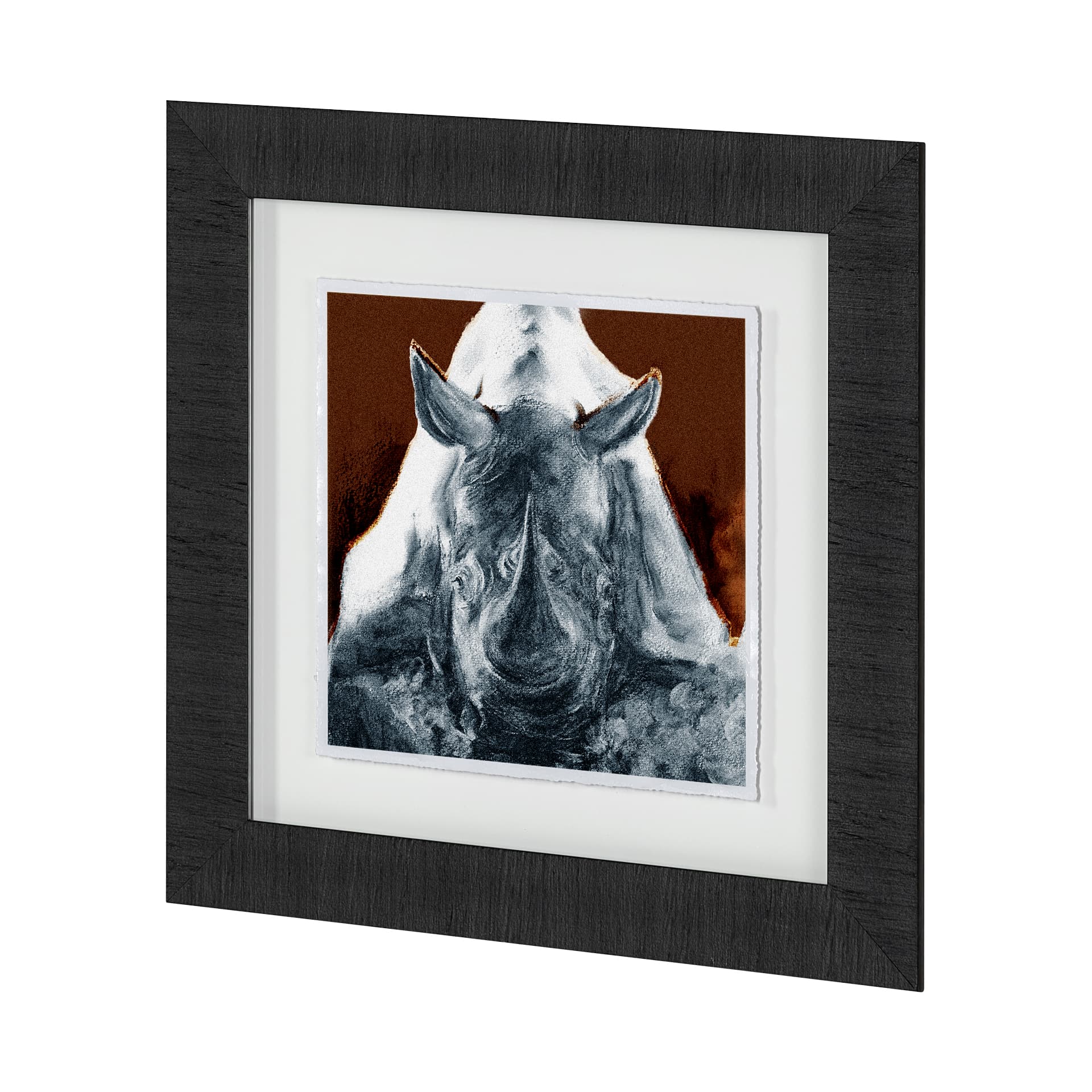 Rhino Burn Orange by Mercana Studio a Hand Embellished Textured Framed Art Print Matted under Glass — product photograph