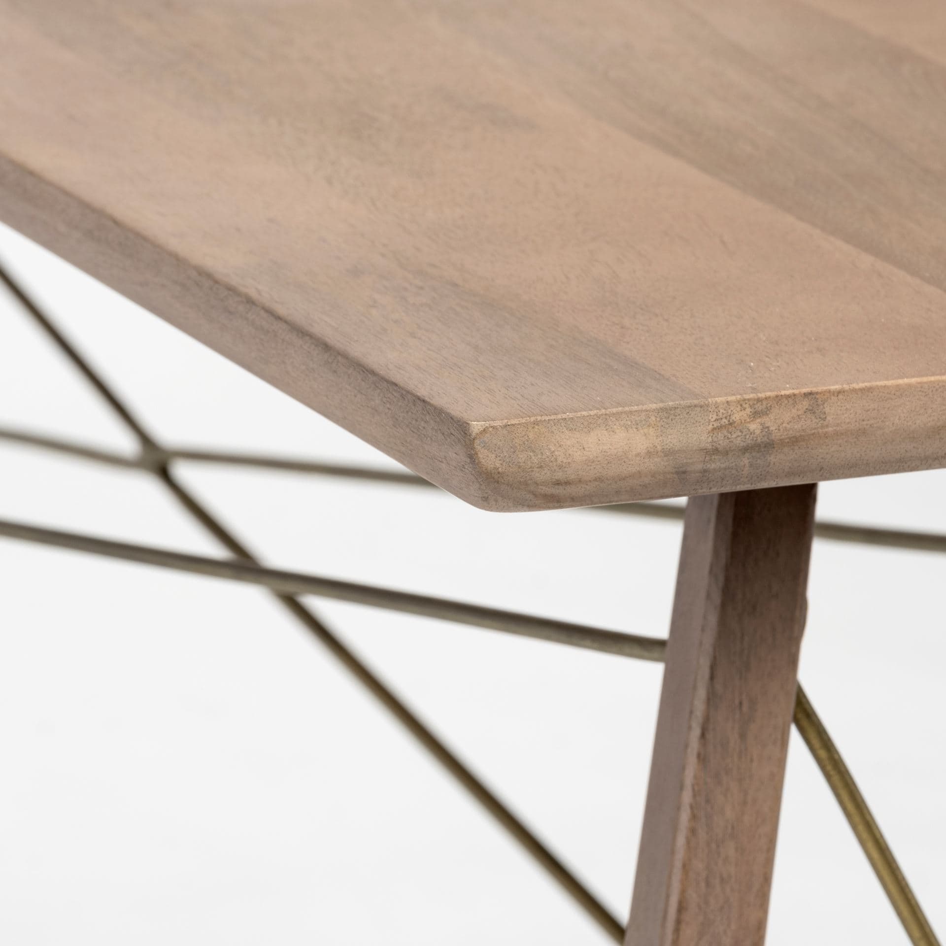 Kirby I 66L x 16W Brown Wooden Cross Braced Console Table — product photograph
