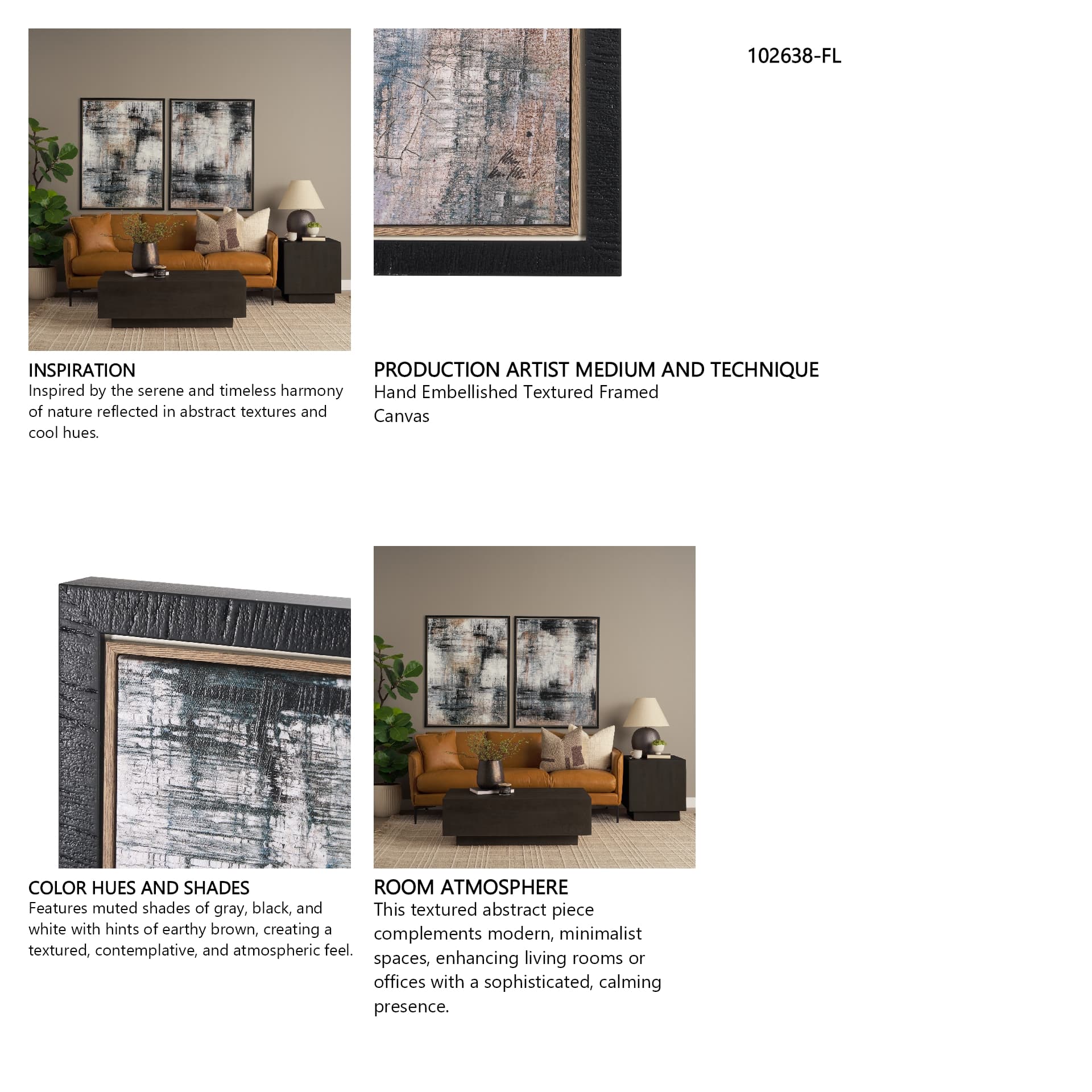Merge Framed Canvas by Morgan McLaren a Hand Embellished Textured Framed Canvas — in a styled room