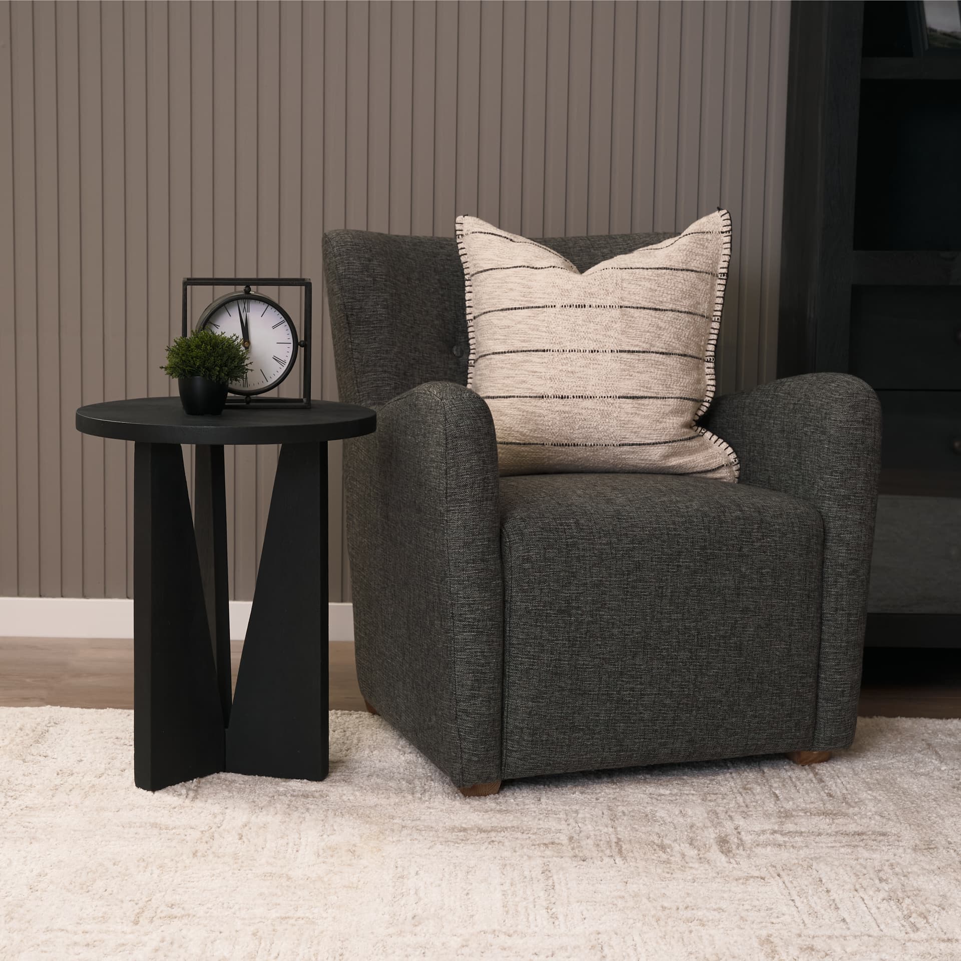 Mattius Black Wood Accent Table — product photograph