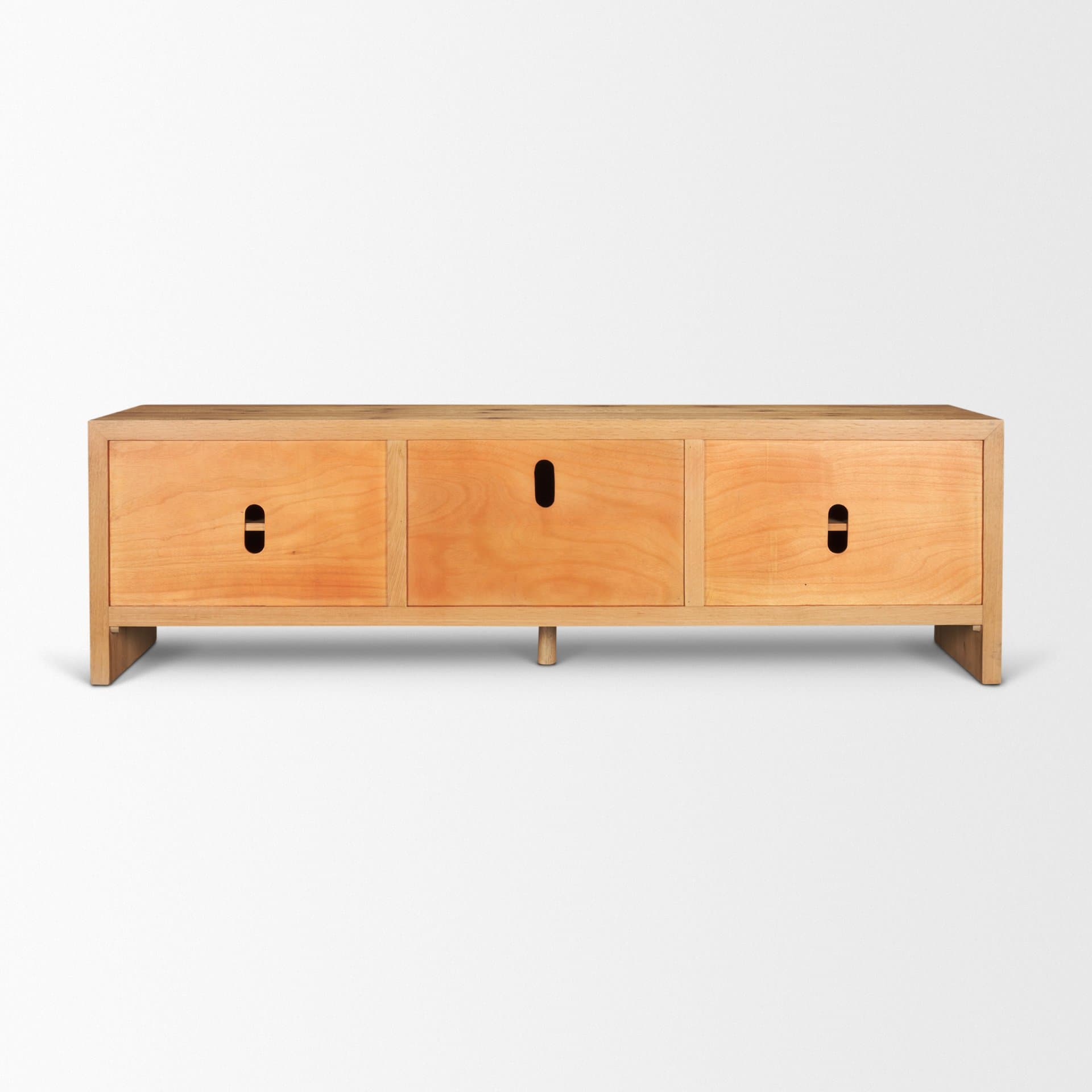 Belford 94" Light Brown Oak Wood Media Console — product photograph