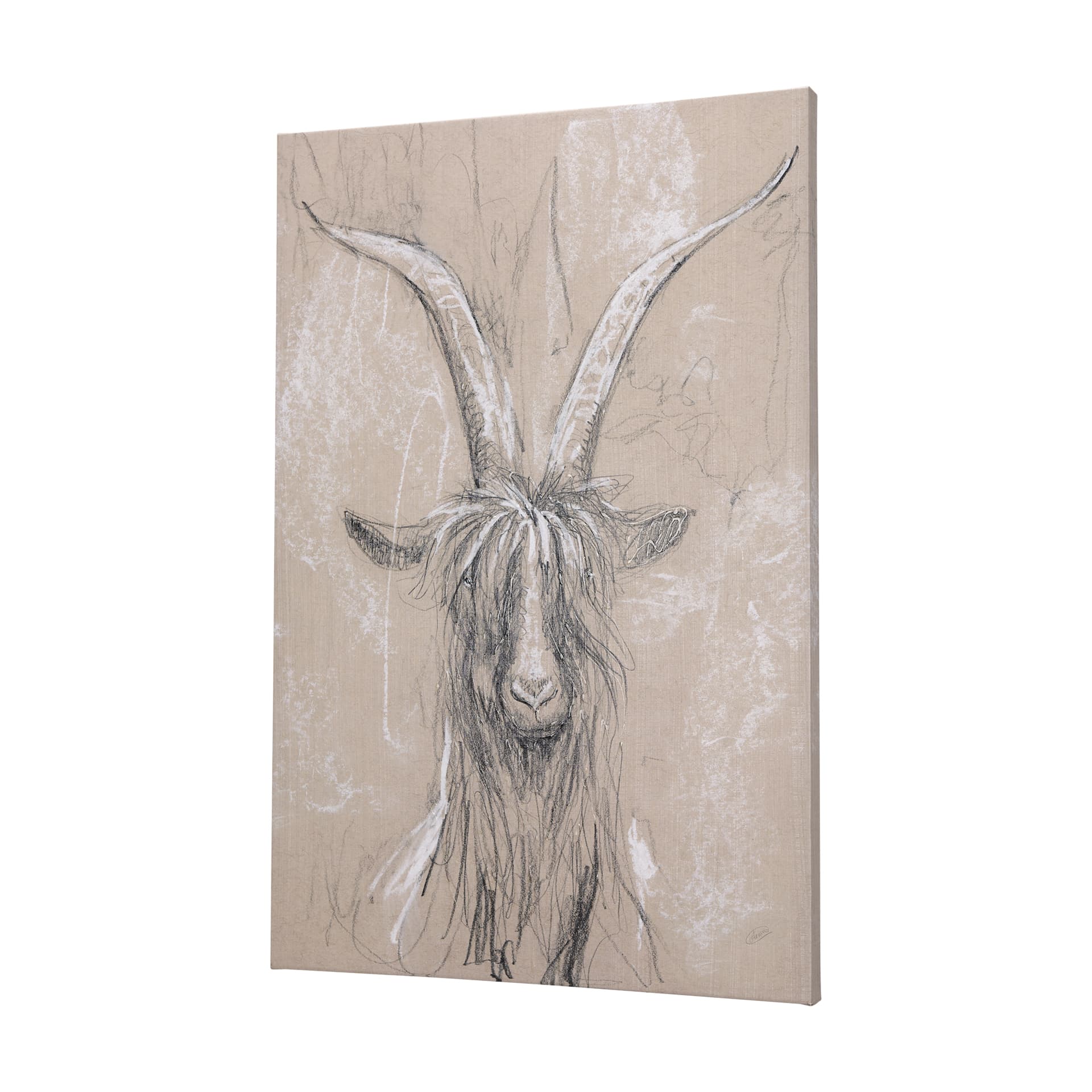 Sketch of animal V (Goat) by Mercana Studio a Hand Embellished Textured Canvas — product photograph