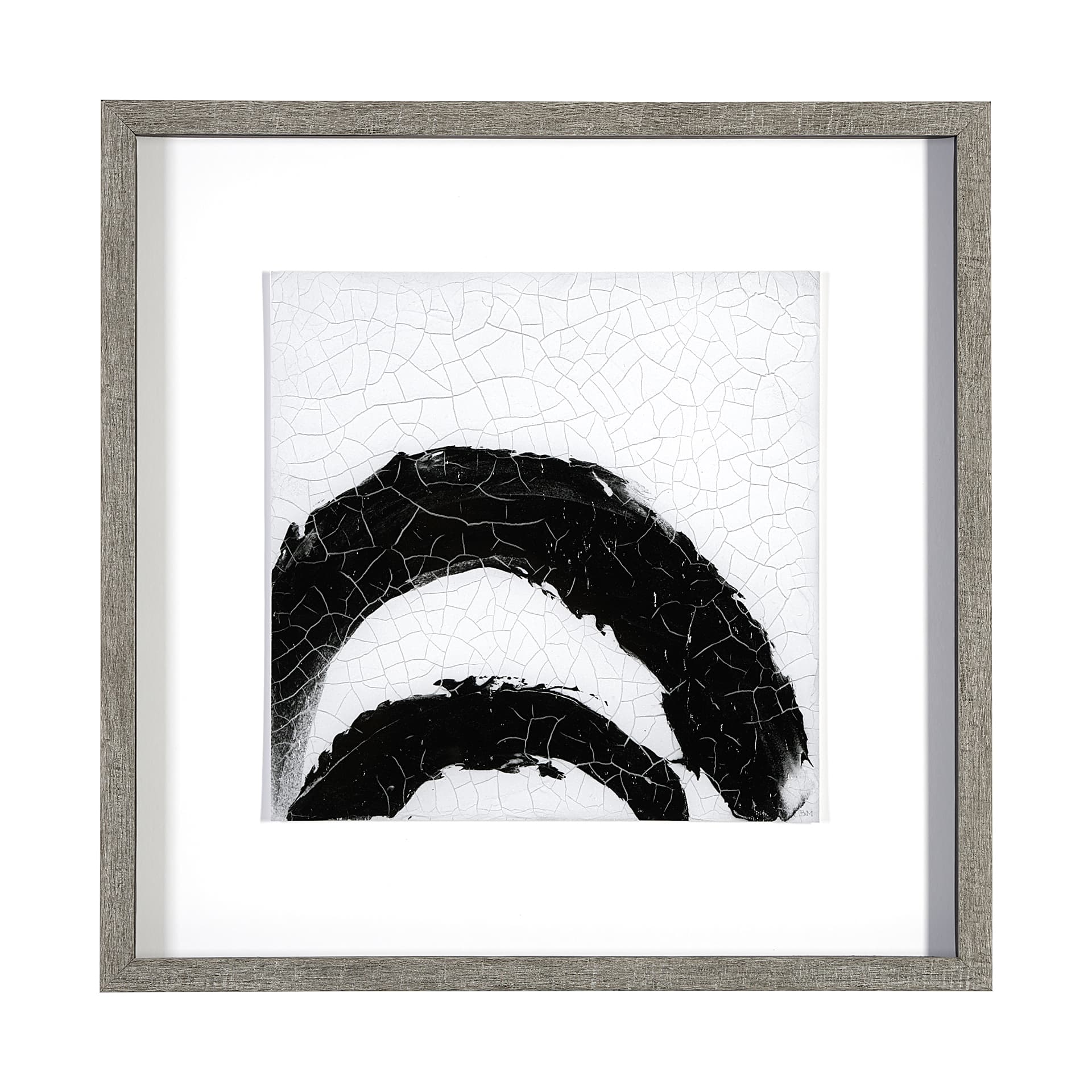 Yang (White) by Mercana Studio a Hand Embellished Textured Framed Art Print Matted under Glass — product photograph
