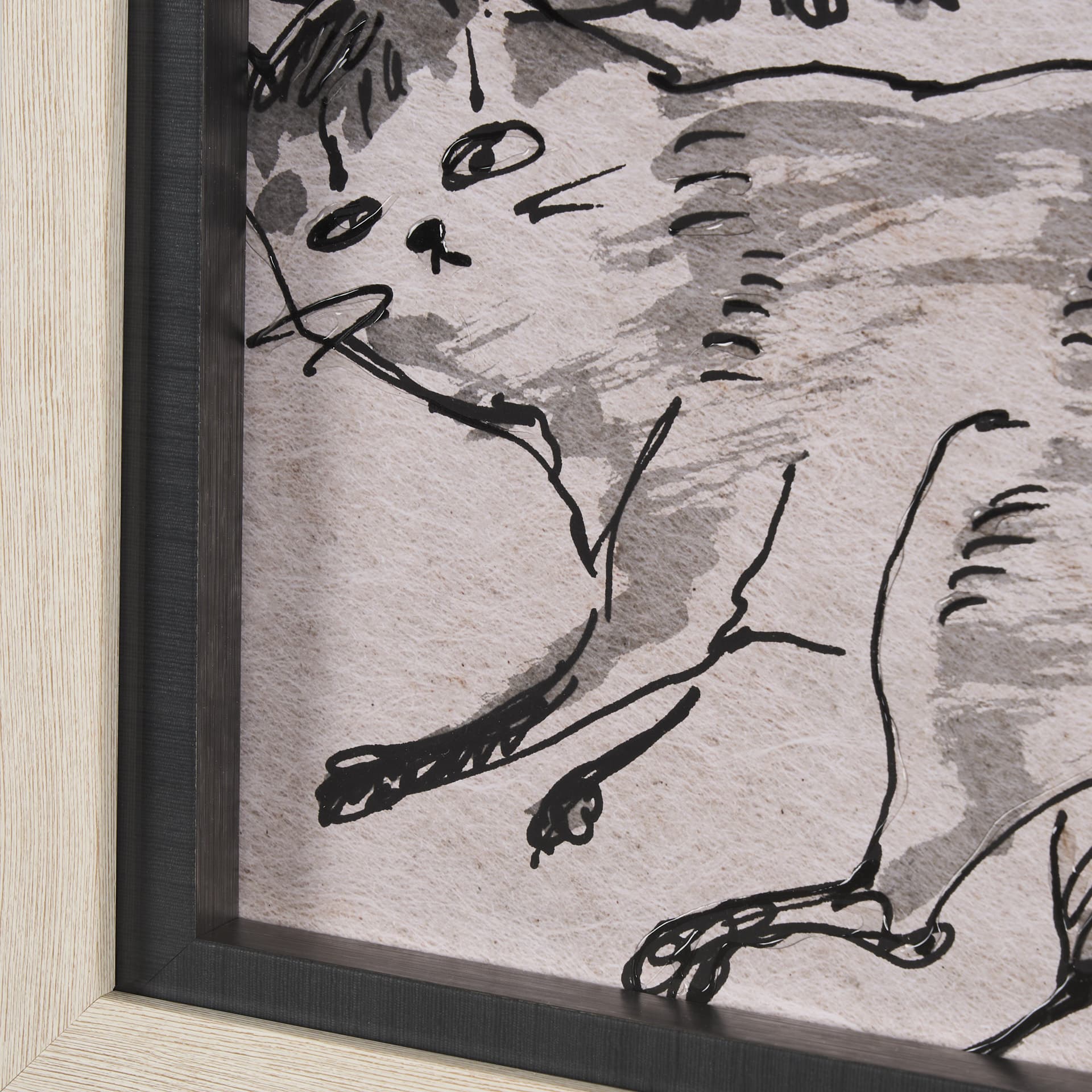 Cat Sketch by Mercana Studio a Hand Embellished Framed Art Print Matted under Glass — product photograph