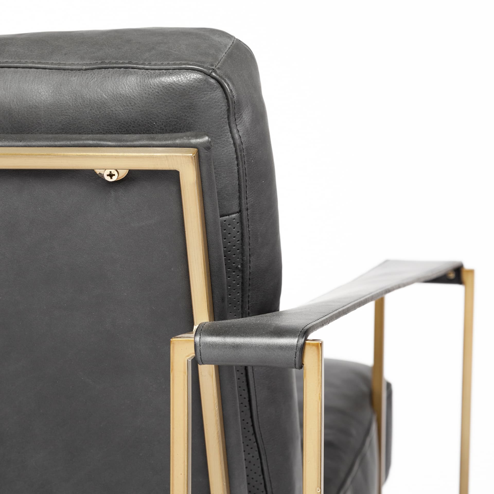 Watson Black Leather Wrap Gold Metal Frame Accent Chair — product photograph