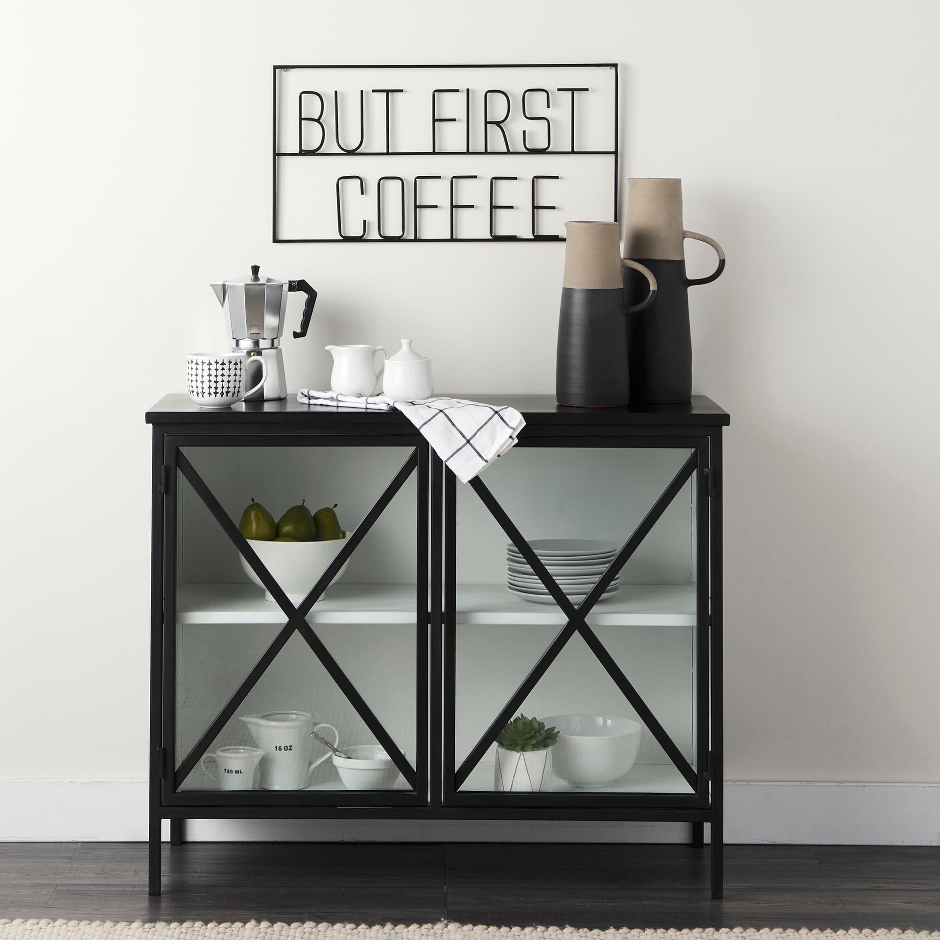 But First Coffee 26"L x 13"H Sign — in a styled room