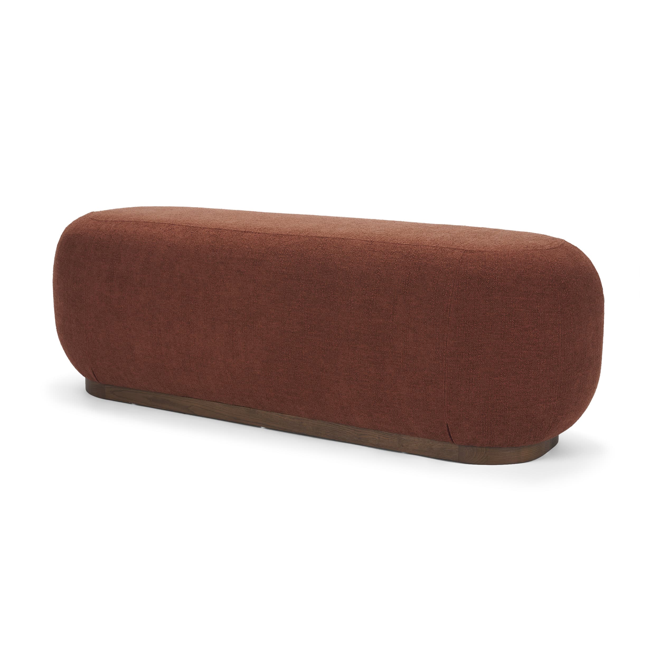 Siren Burgundy Fabric w/ Brown Ash Wood Oblong Bench — product photograph