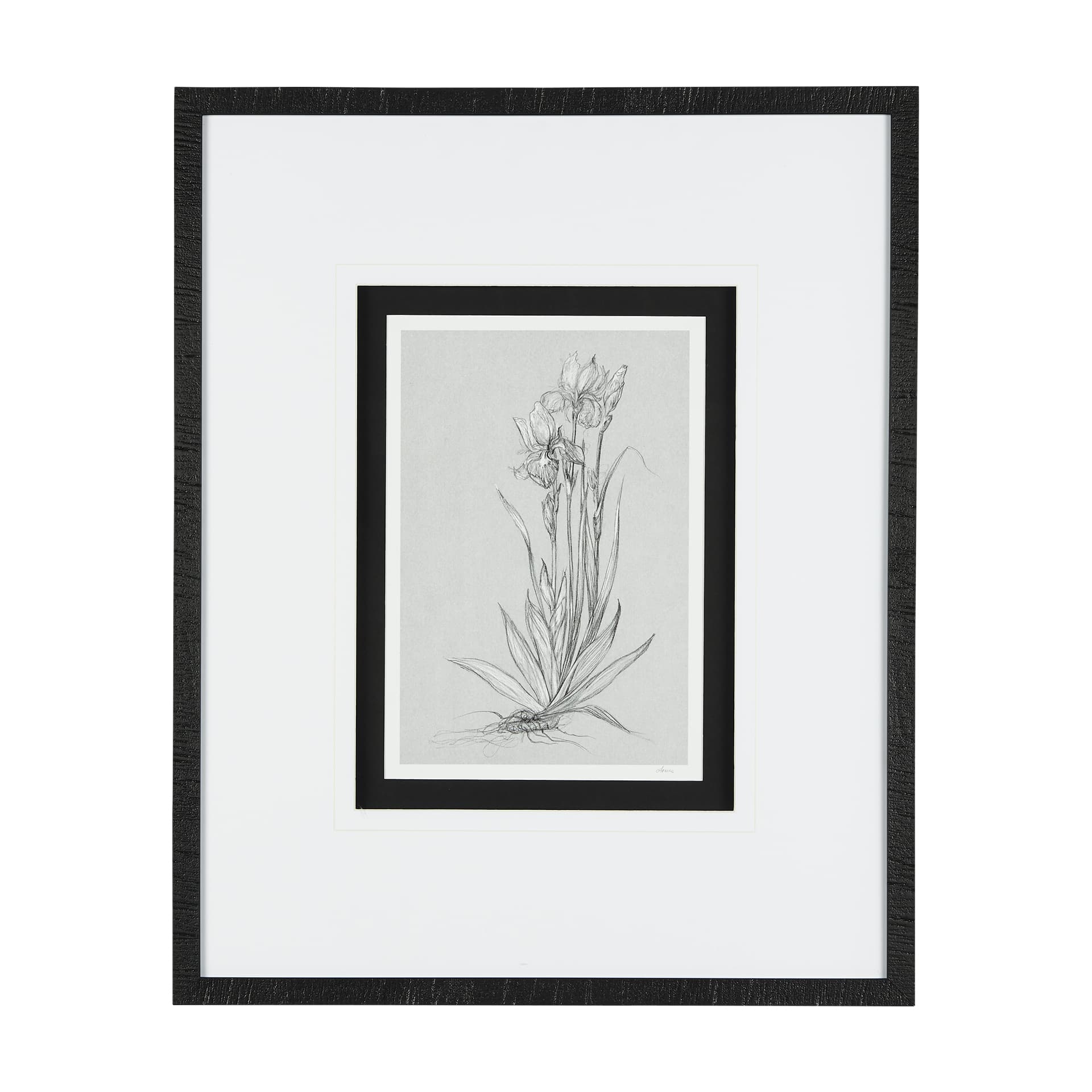 Botanical sketches IV (Grey) by Mercana Studio Hand Embellished Framed Art Print Matted under Glass — product photograph