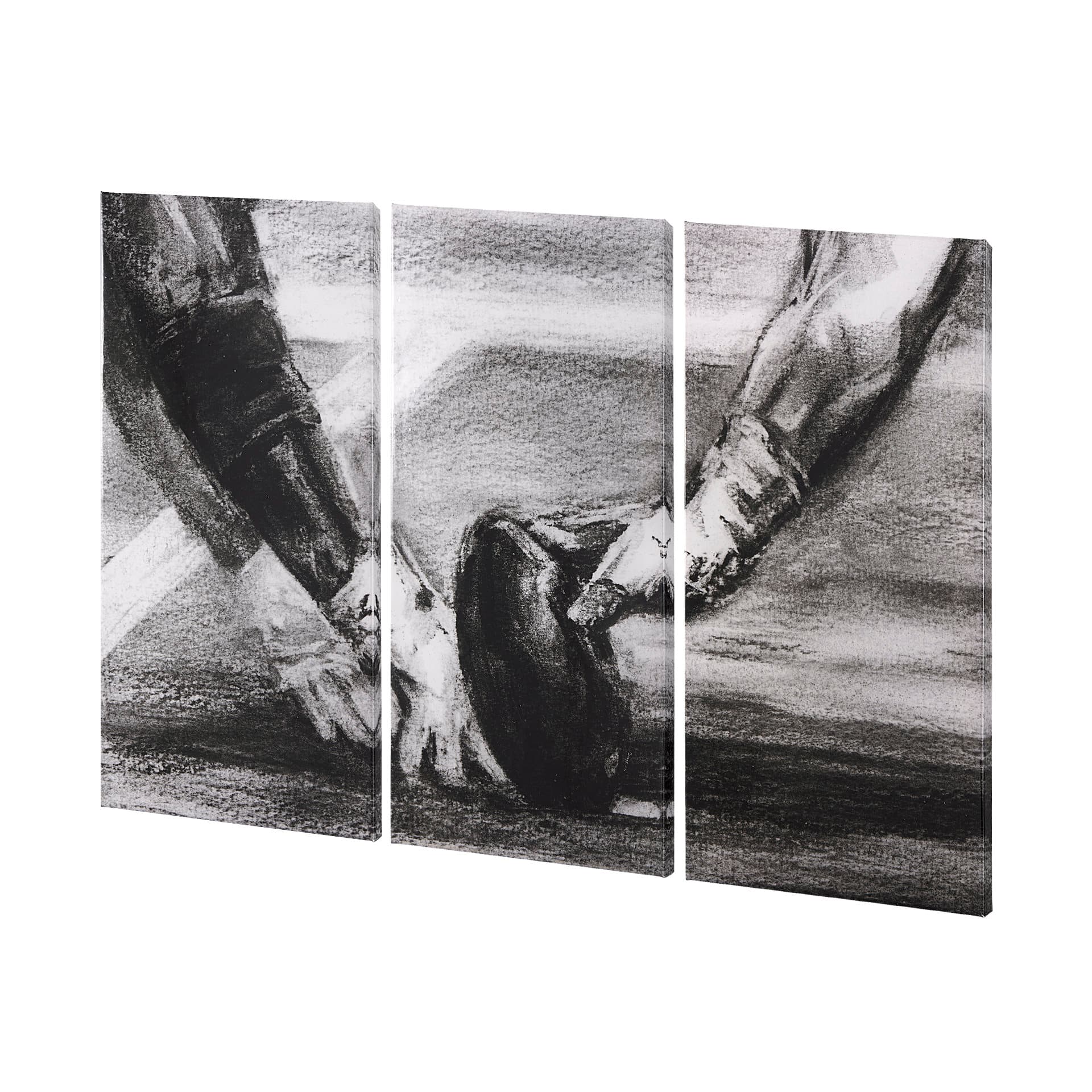 Sports Collection Football 3 Piece Triptych (L) by Mercana Studio a Hand Embellished Textured Canvas — product photograph