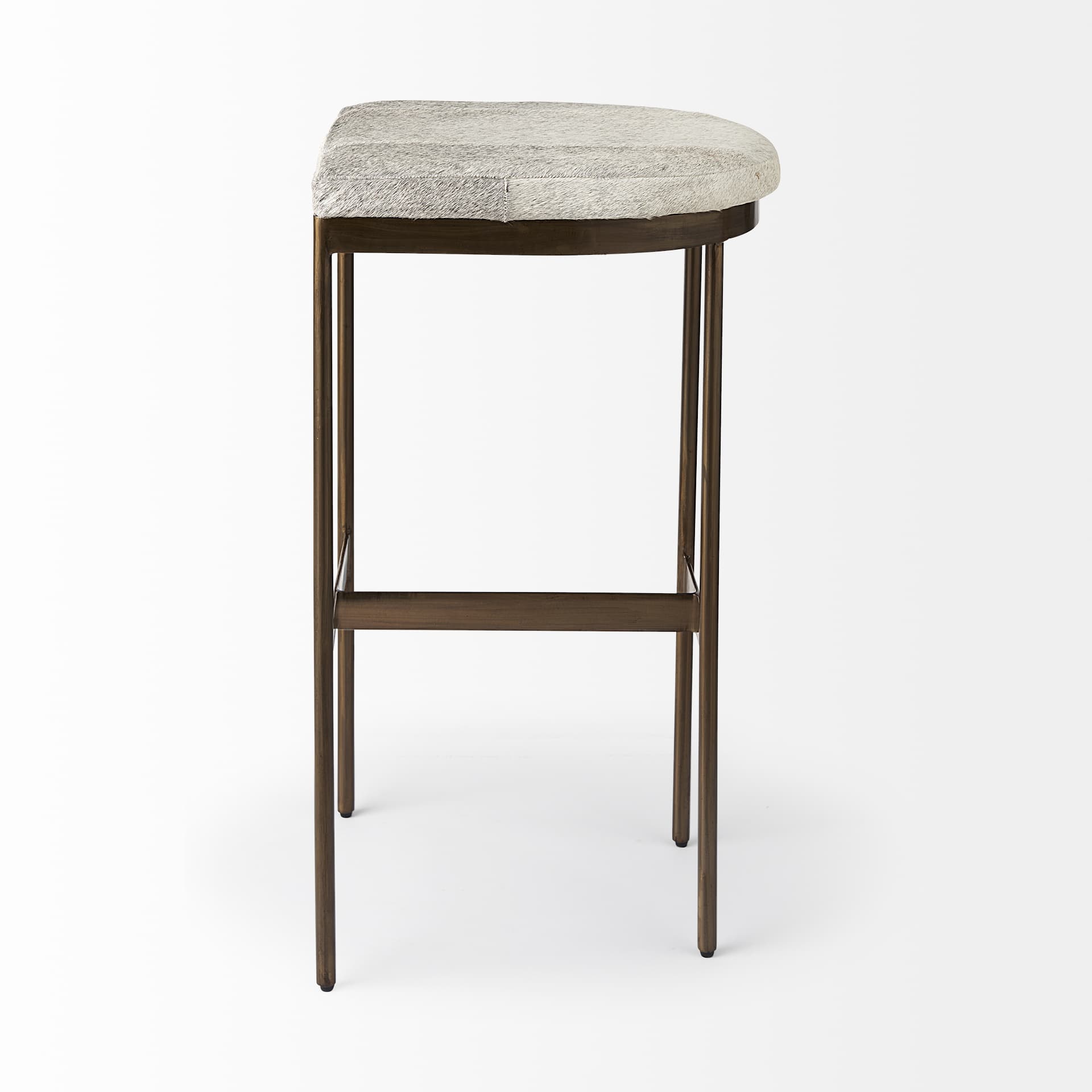 Millie Backless 30in Seat Bar Stool | Gray Hair-On-Hide w/ Gold Metal — product photograph