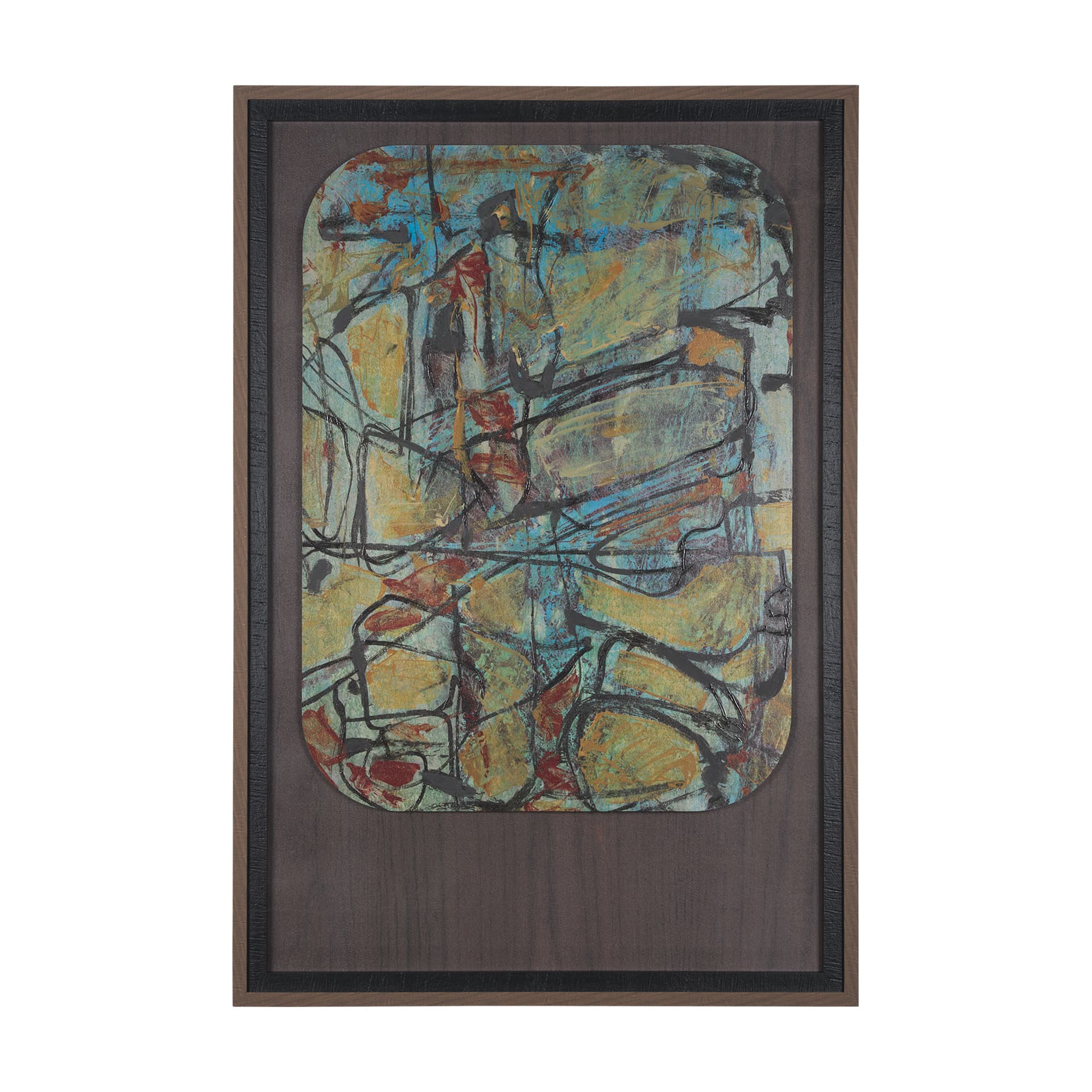 Happenings I by Mercana Studio a Hand Embellished Textured Framed Art Print Matted under Glass — product photograph