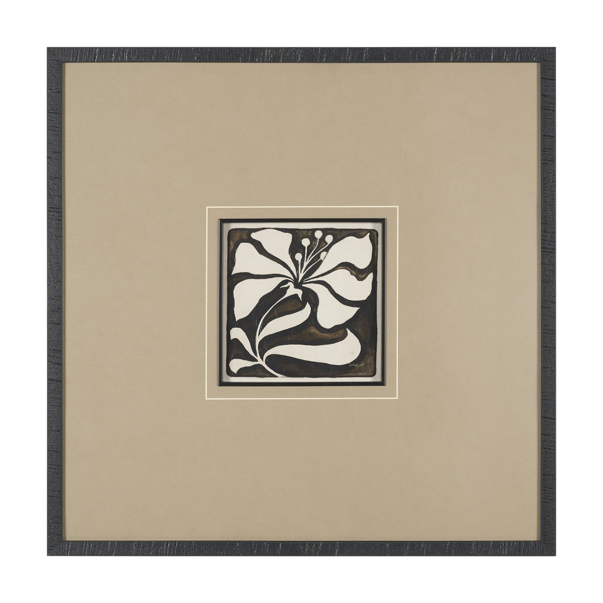 Spanish Tile Dark II by Mercana Studio Textured Framed Artwork Matted under Glass — product photograph