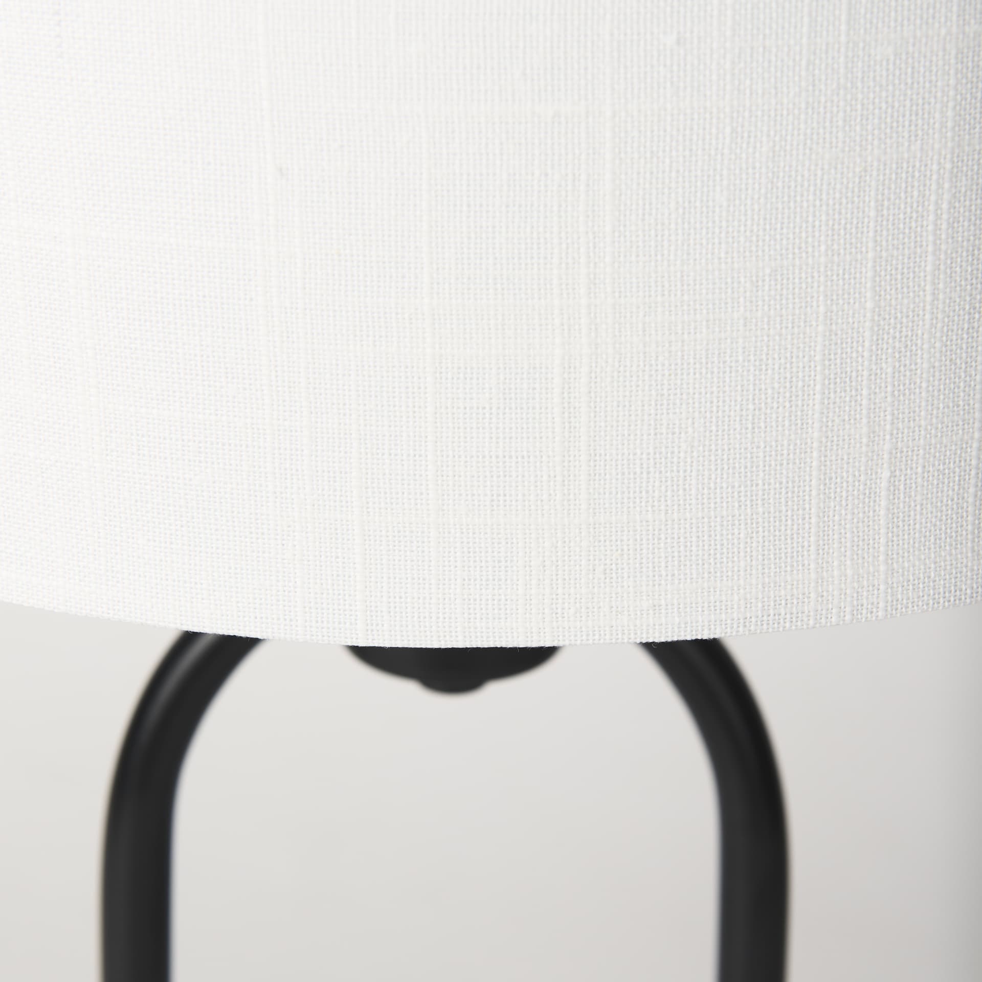 Sarah 15.0L x 10.0W x 22.2H Arched Black Metal W/Marble Cube and White Shade Table Lamp — product photograph