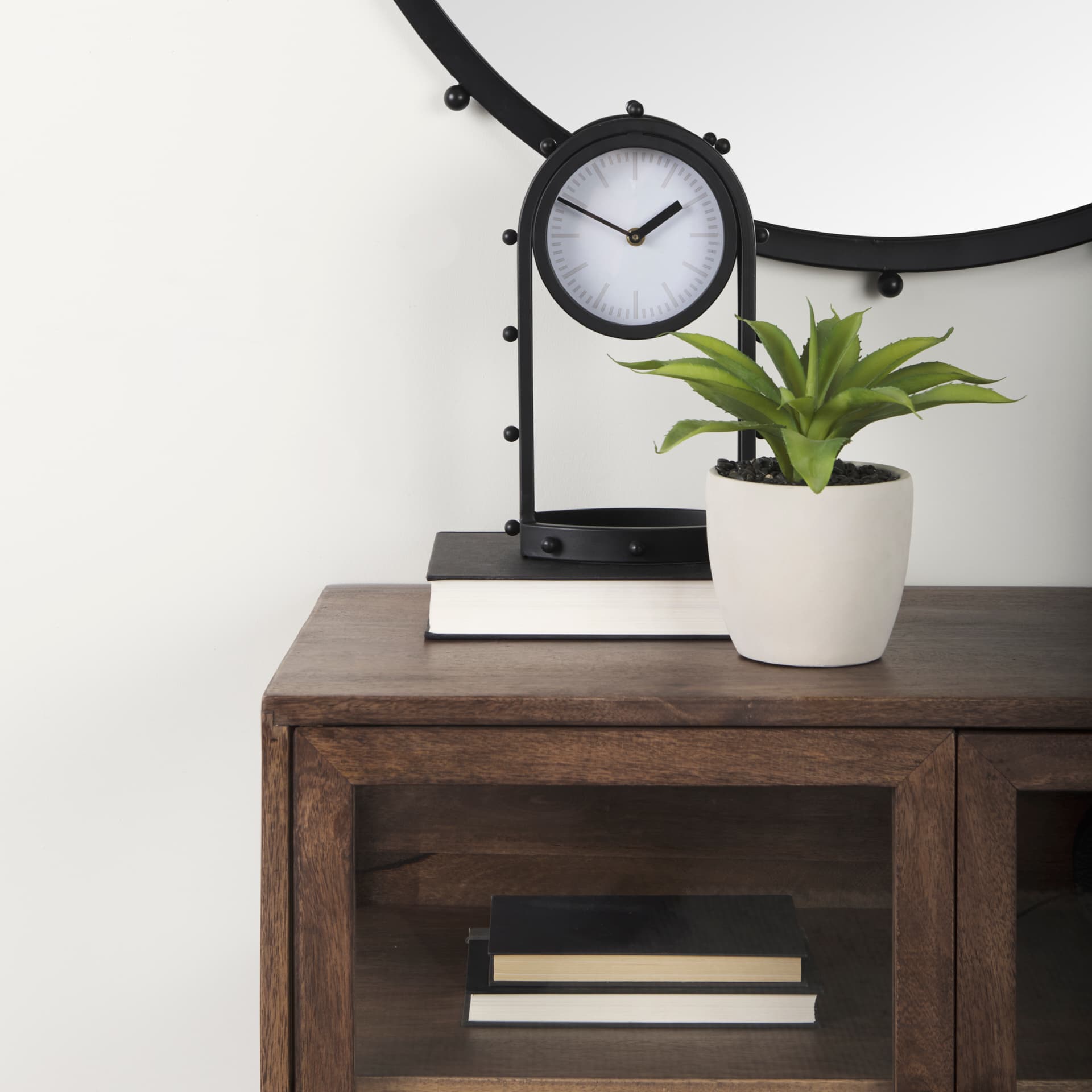Marian 7.5L x 5.7W x 13.0H Black Studded Table Clock — product photograph