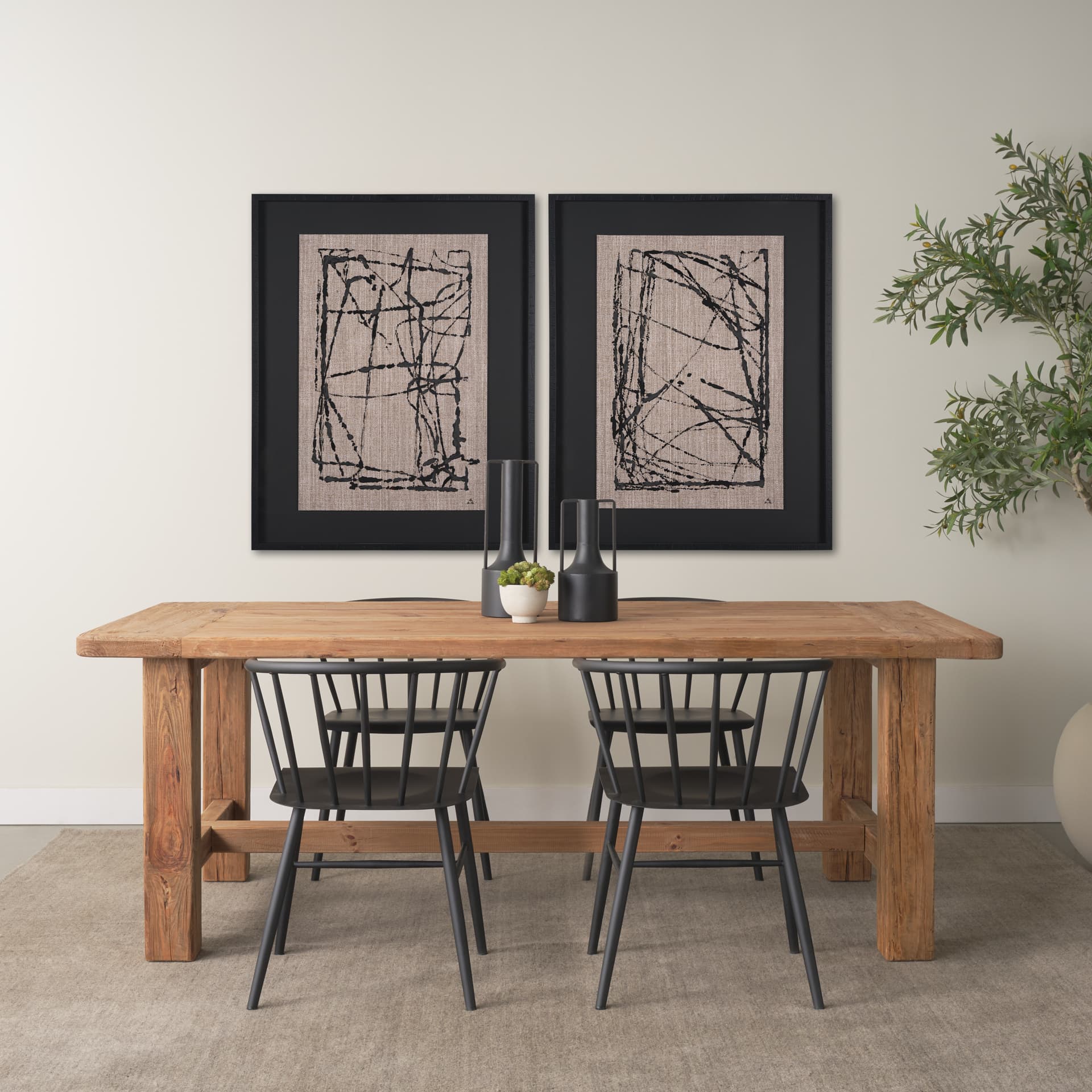 Modern Work 2 by Mercana Studio a Hand Embellished Textured Framed Art Print Matted under Glass — in a styled room