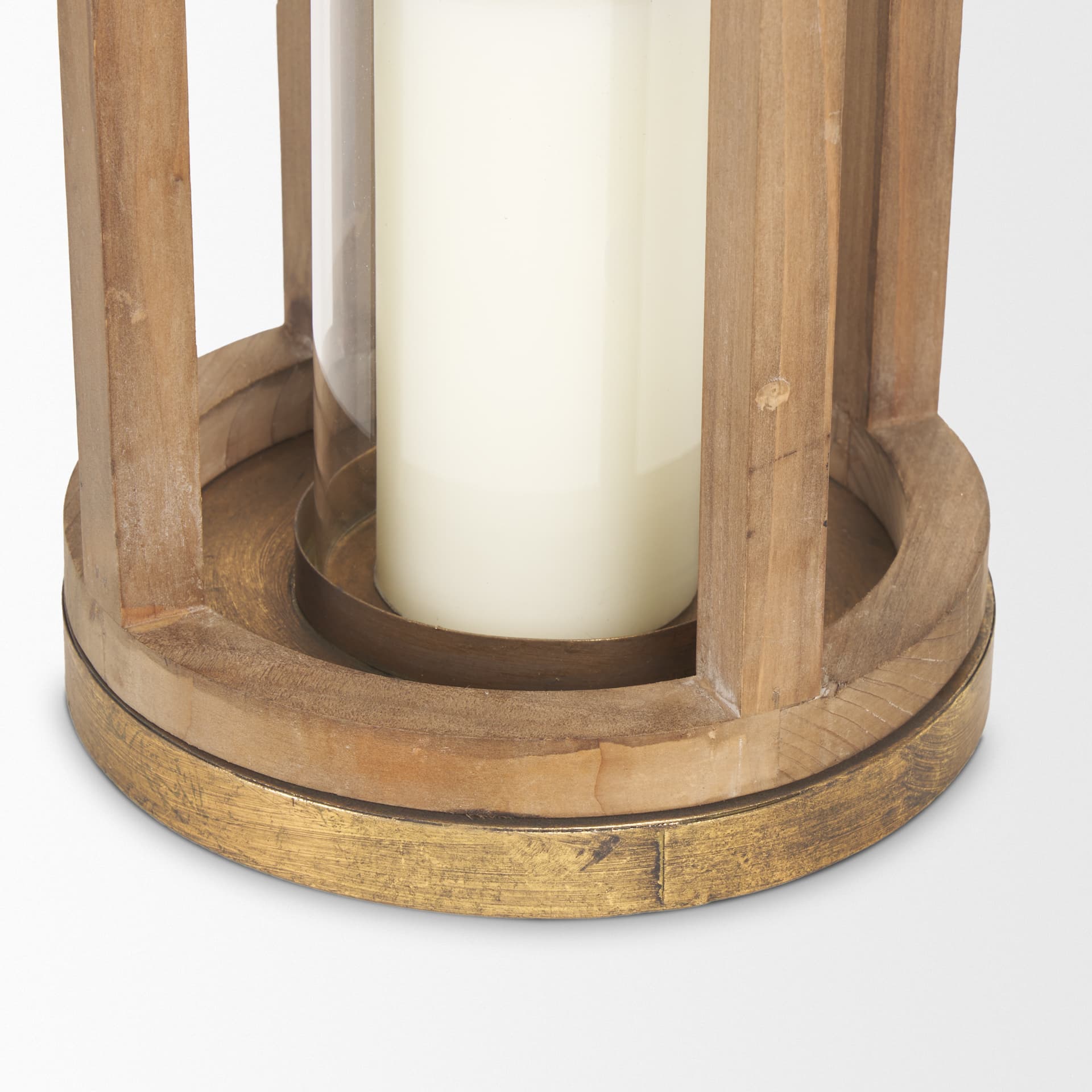 Andy II Small Natural Wood Cylindrical Lantern — product photograph