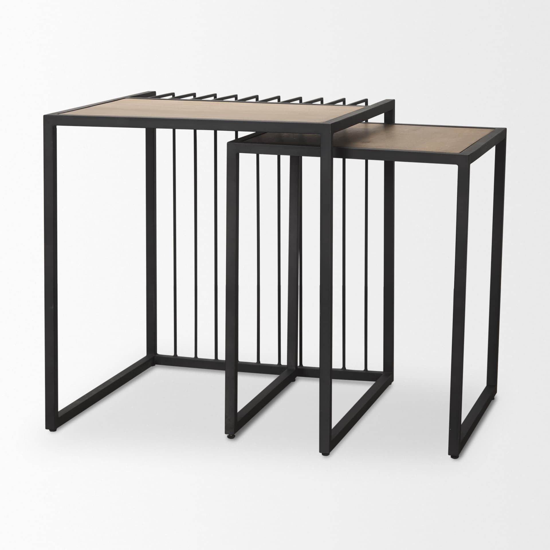 Miles Black Metal w/ Light Wood Nesting End/Side Table — product photograph