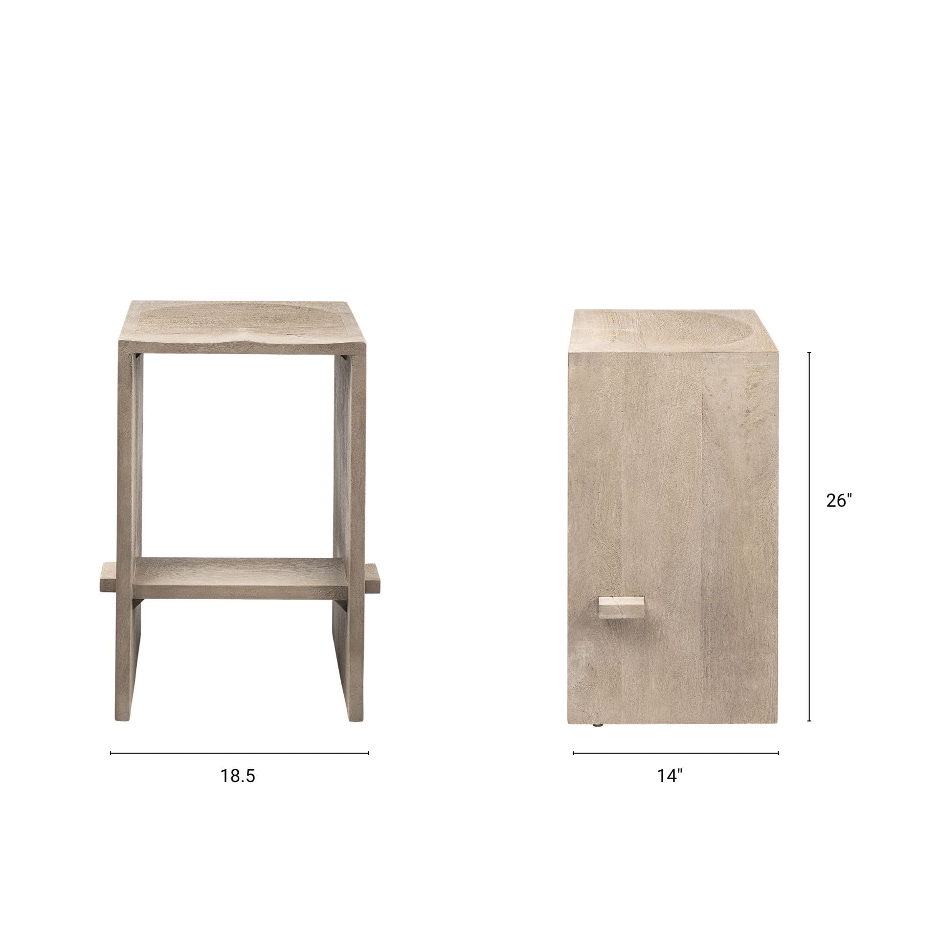 Aida Backless 26in Seat Counter Stool | Light Gray — product photograph