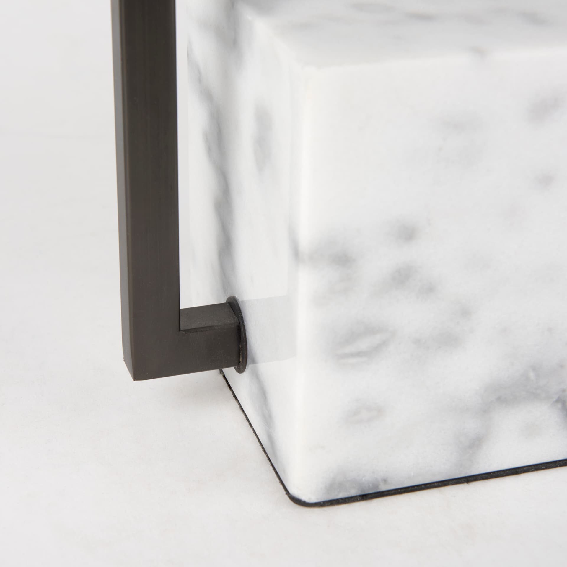 Peyton 14.0L x 9.0W x 26.2H Black Metal W/Marble Cube and White Shade Table Lamp — product photograph