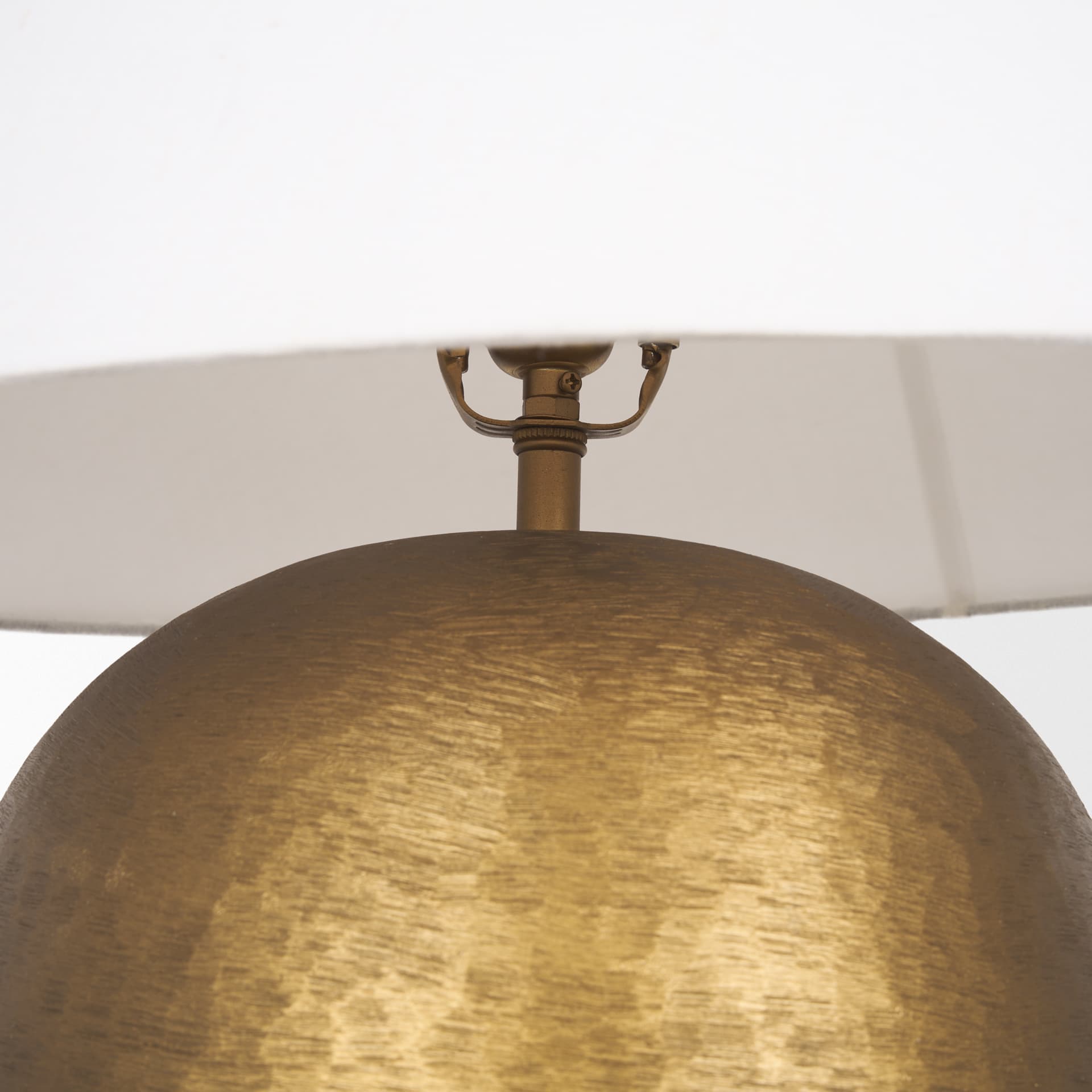 Sadiyah Antiqued Gold Brushed Metal w/ Cream Shade Table Lamp — product photograph