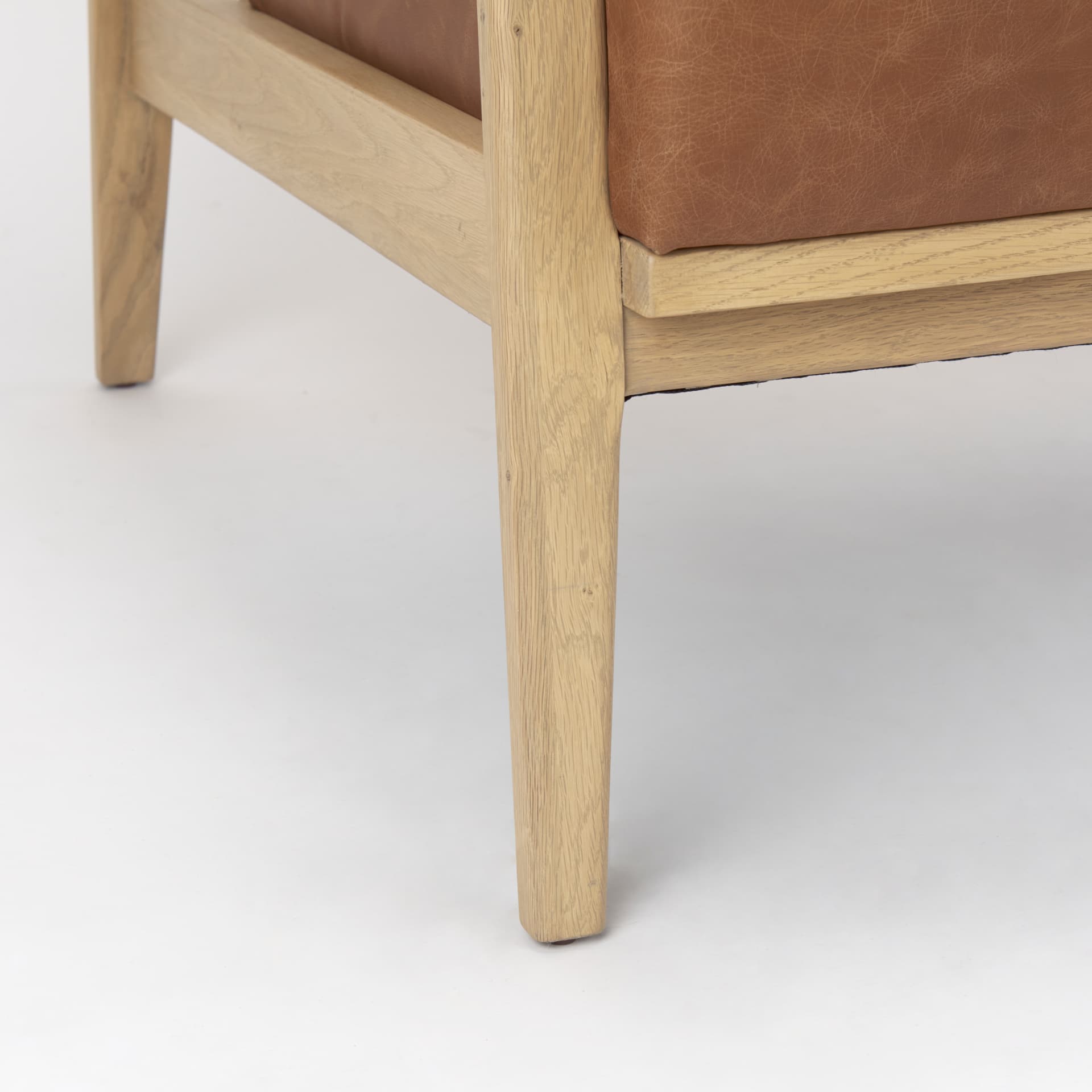 Raeleigh 28.0L x 34.1W x 34.4H Cognac Leather W/ Light Brown Wood Frame Accent Chair — product photograph