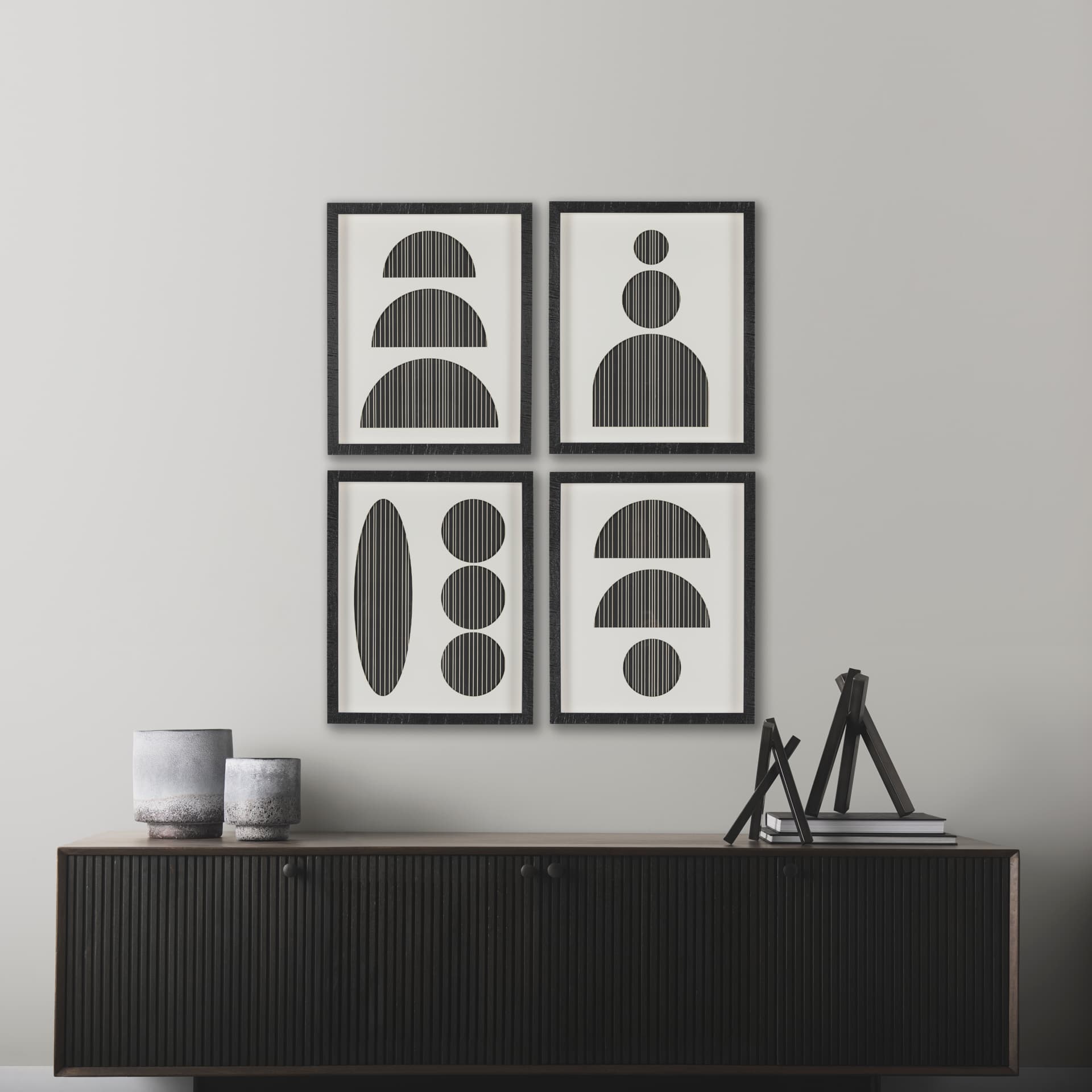 Arc & Orb 2 by Studio M a Framed Art Print Matted under Glass — in a styled room