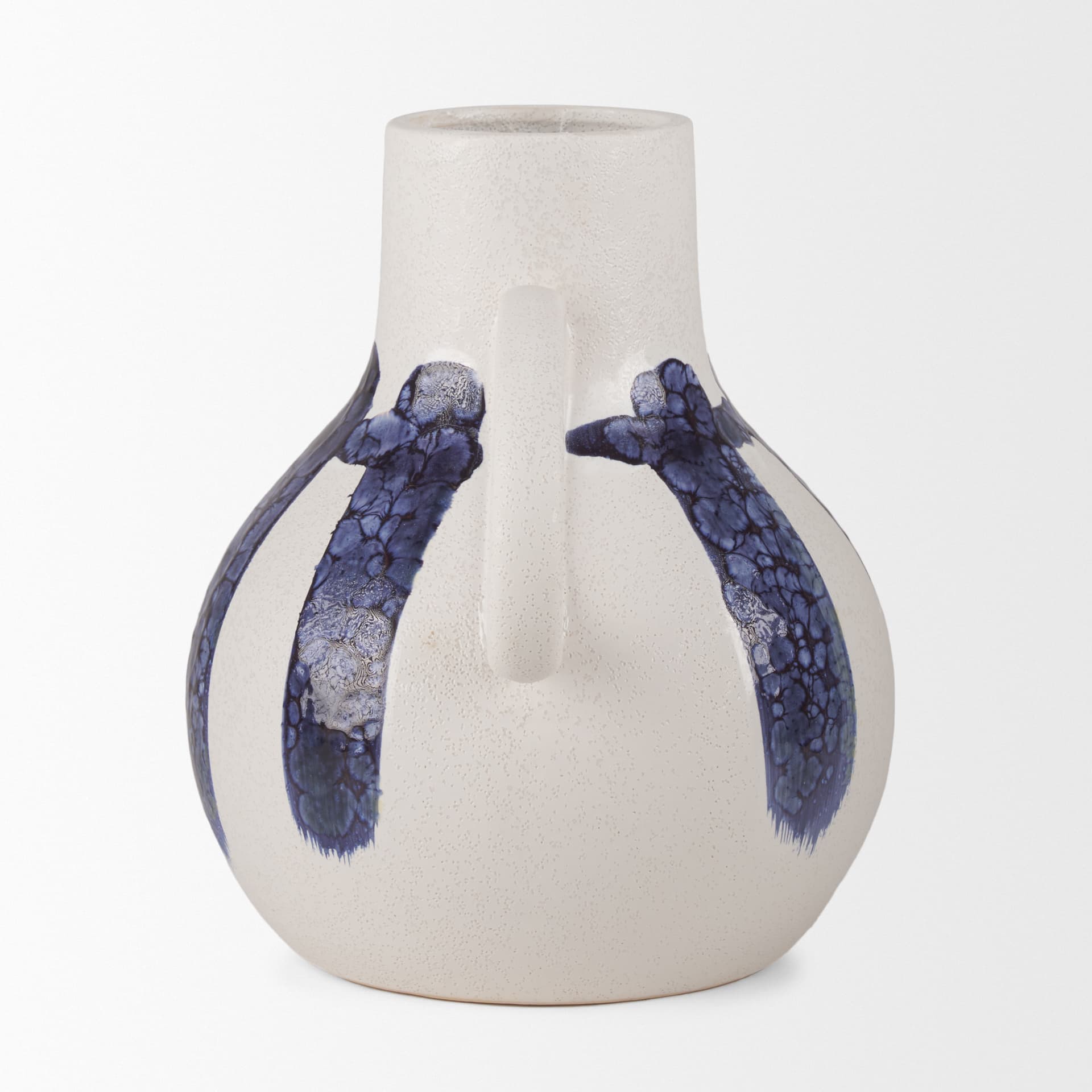 Truett White w/ Blue Stripes Ceramic Jug Vase — product photograph