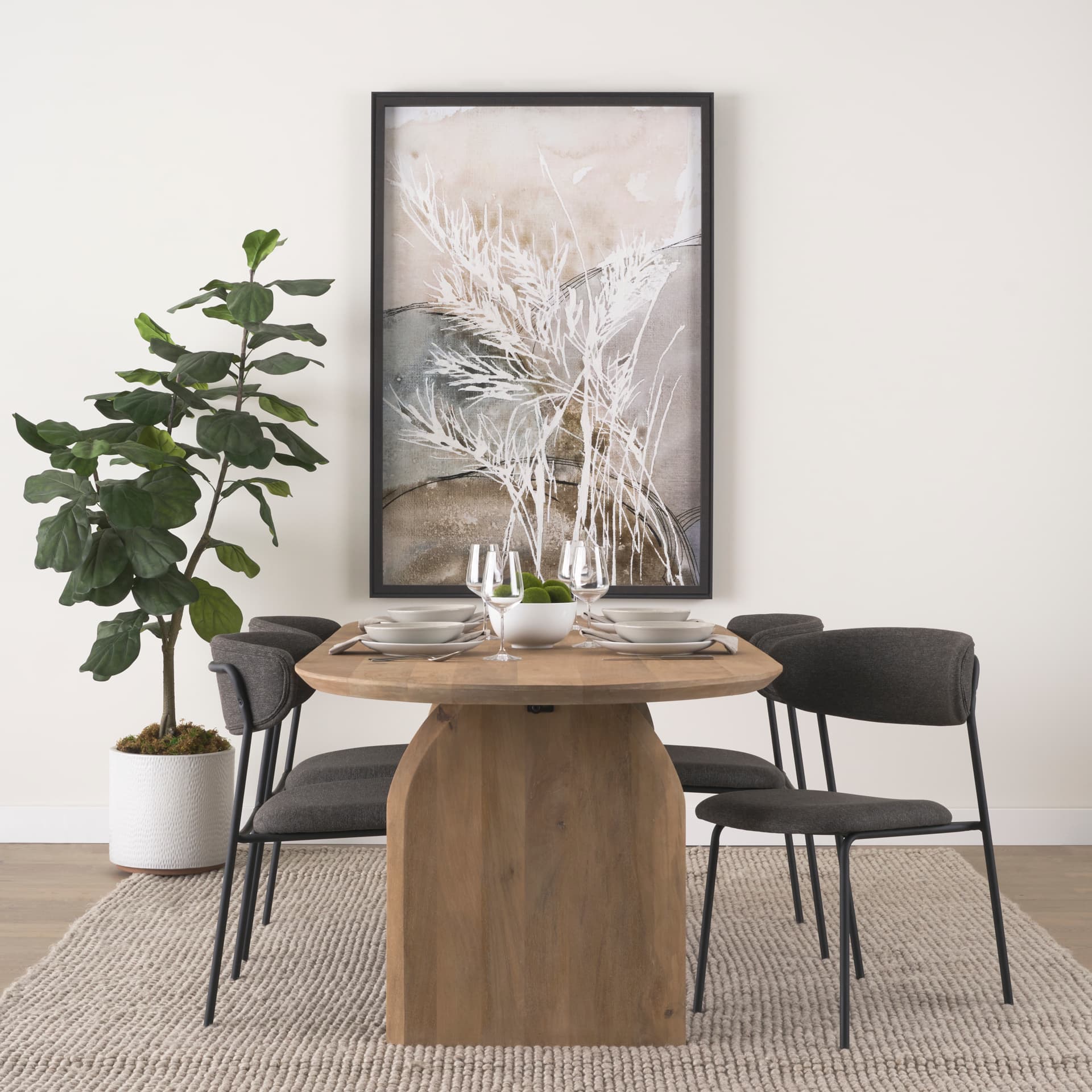 Corey Contoured Back Dining Side Chair | Gray Fabric w/ Metal — product photograph