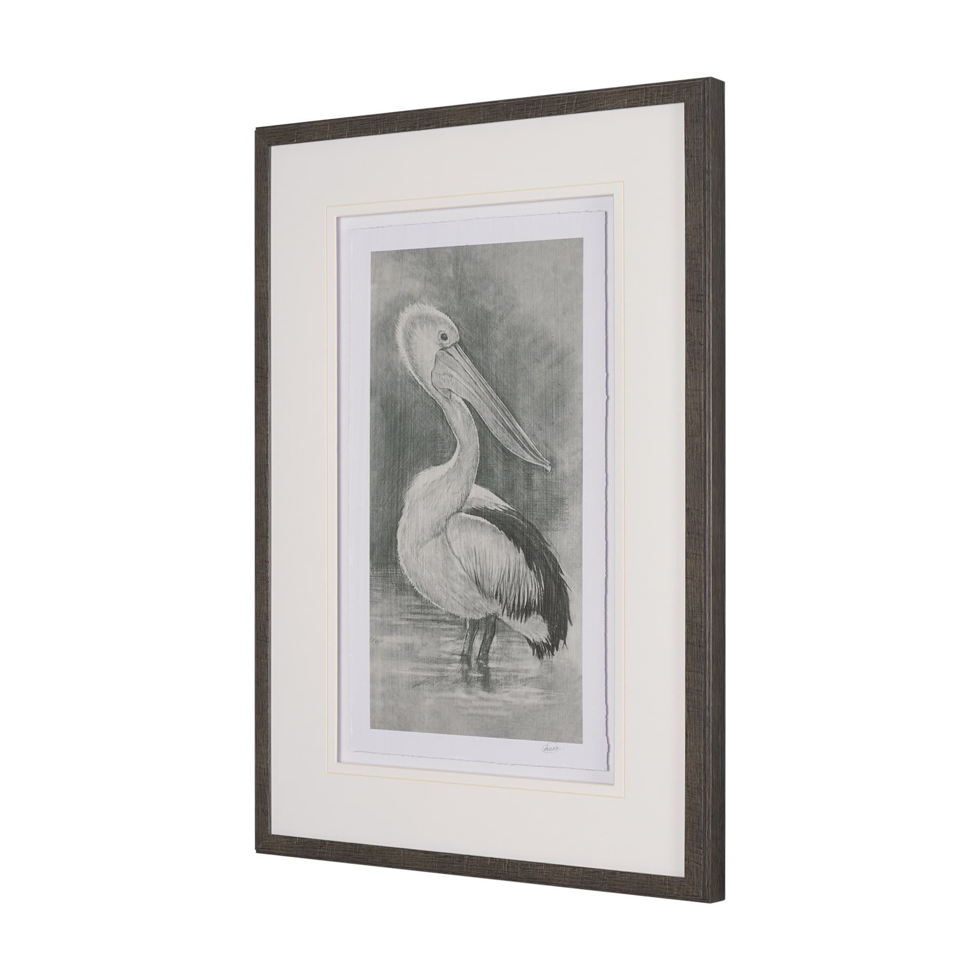 Pelican Sketch by Mercana Studio a Hand Embellished Framed Art Print Matted under Glass — product photograph