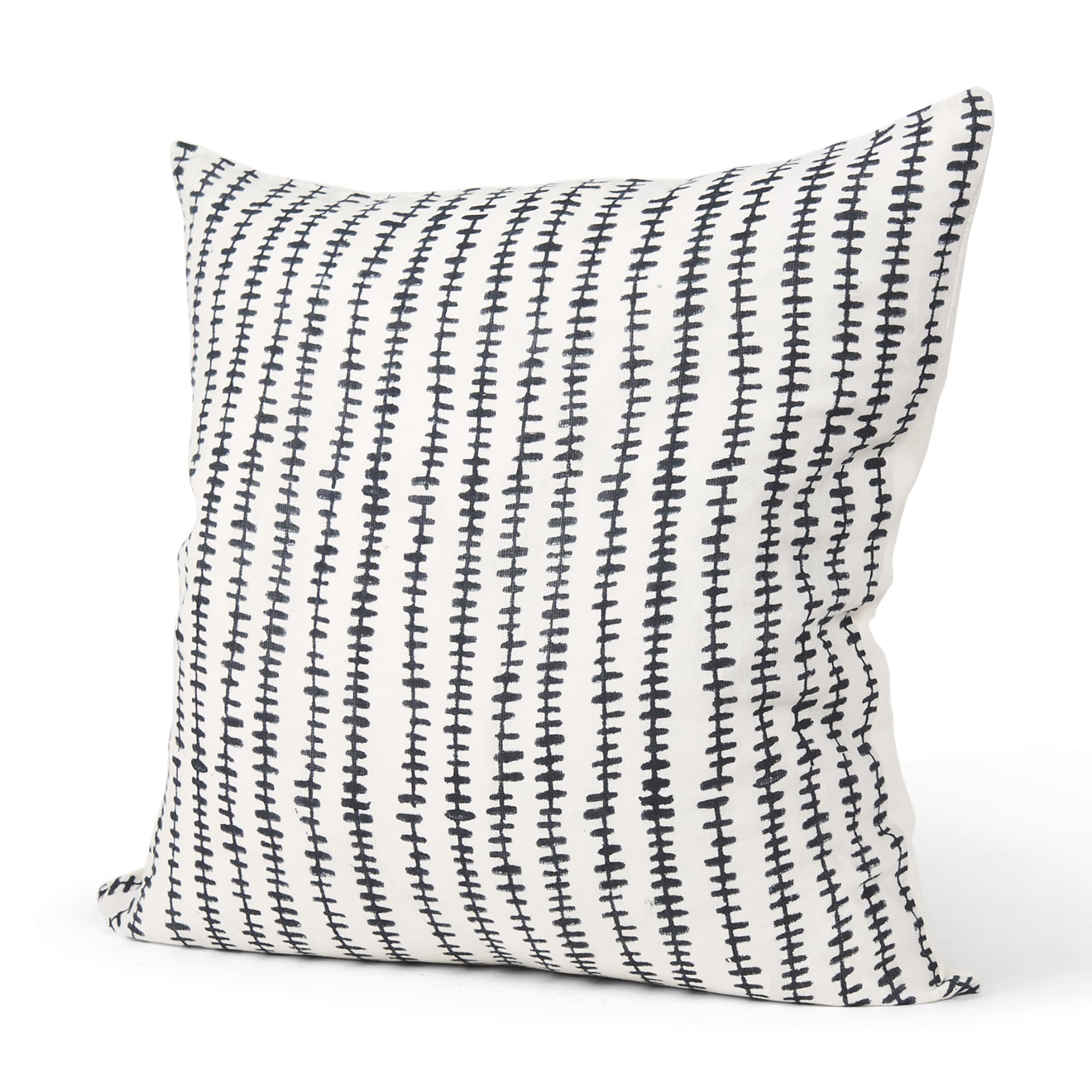 Jenna 22x22 Cream w/ Black Print Linen Square Decorative Pillow Cover — product photograph