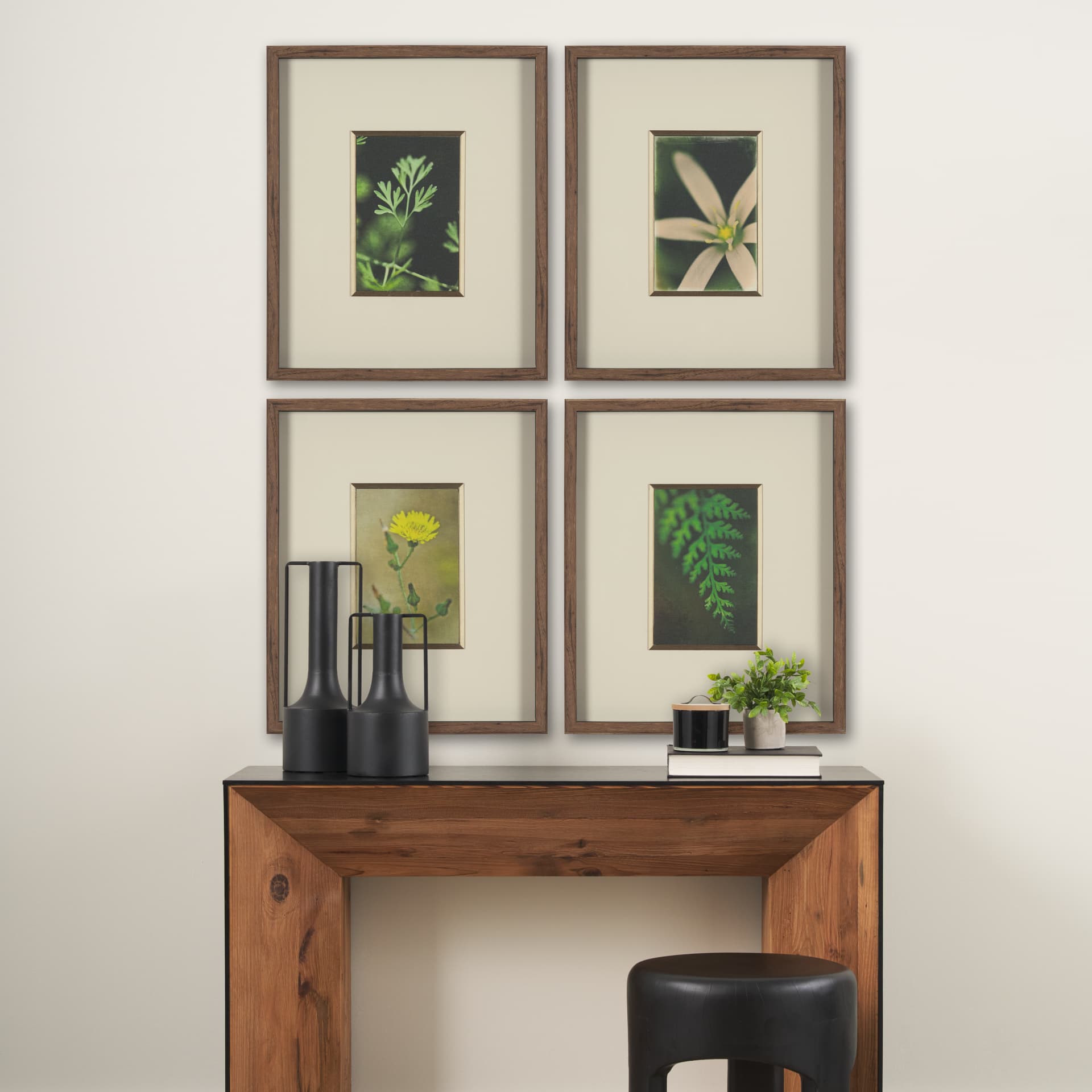 Floral Finesse by Michael Banks a Hand Embellished Framed Photo Art Print Matted under Glass — in a styled room
