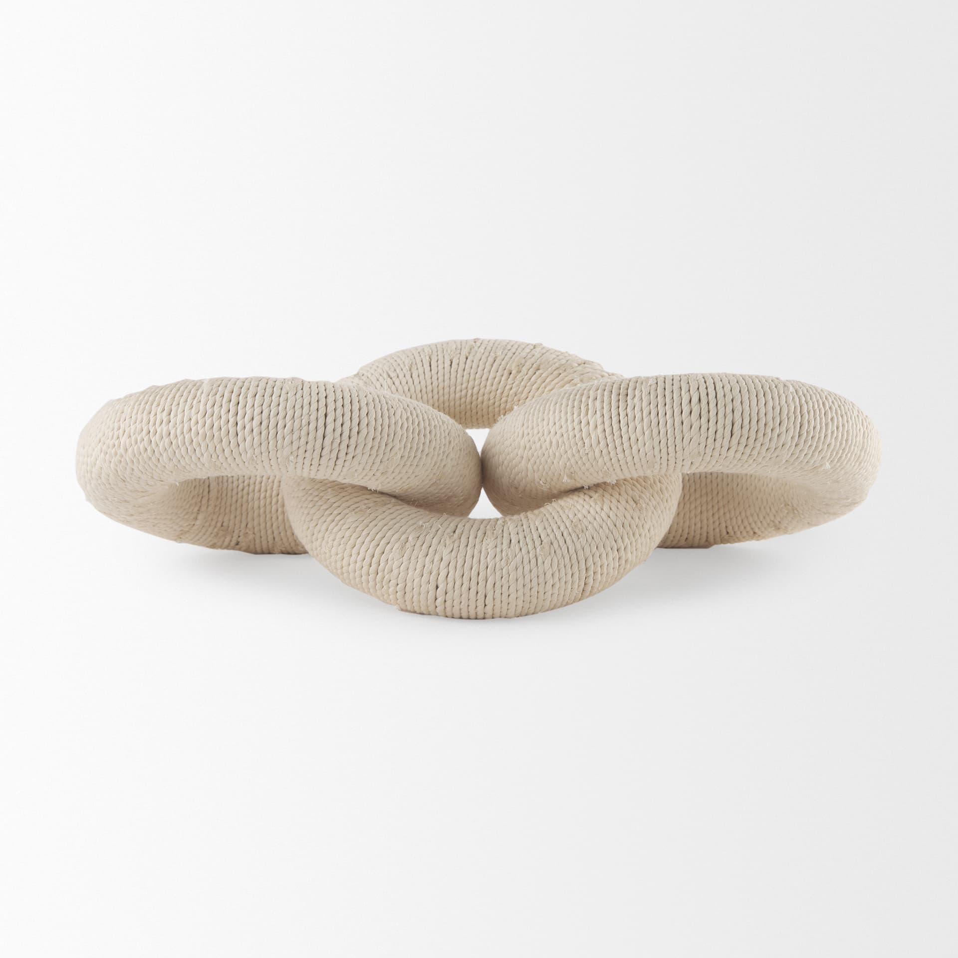 Alize Cotton Rope Wrapped Solid Wood Circular Chain Link Decorative Object — product photograph
